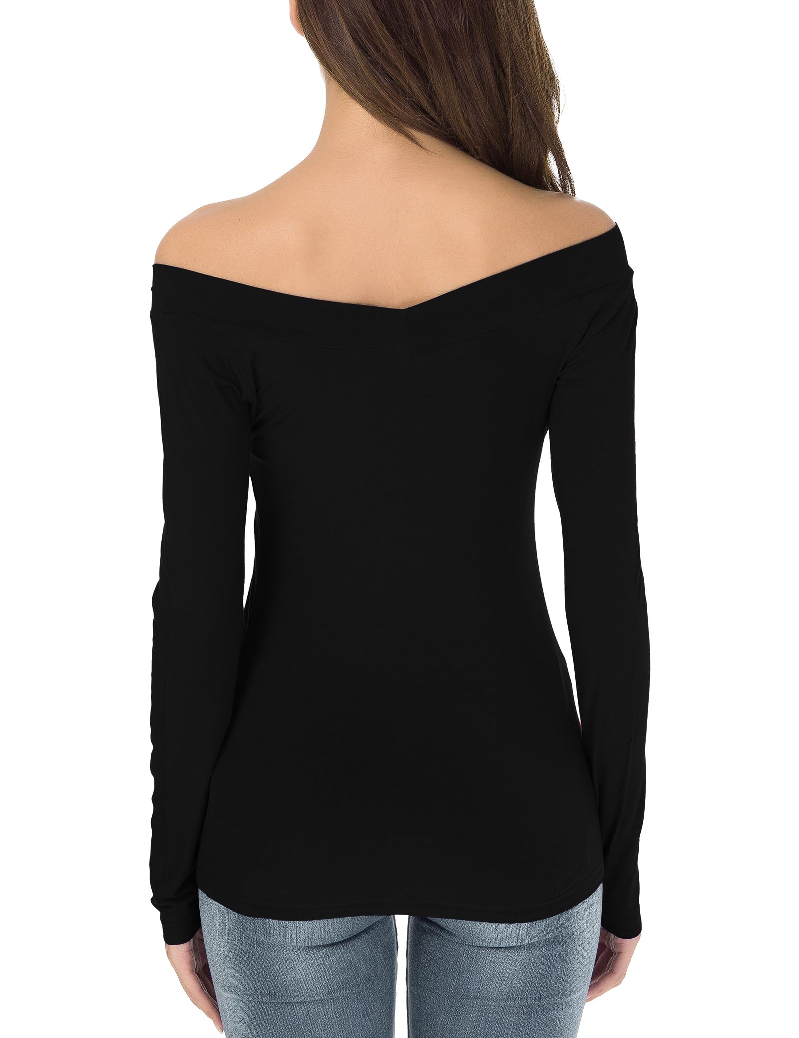 Sarin Mathews Women's Off Shoulder Tops - Sexy V Neck Slim Fit Blouses & Shirts for Casual Wear, Date Night & Summer Outfits