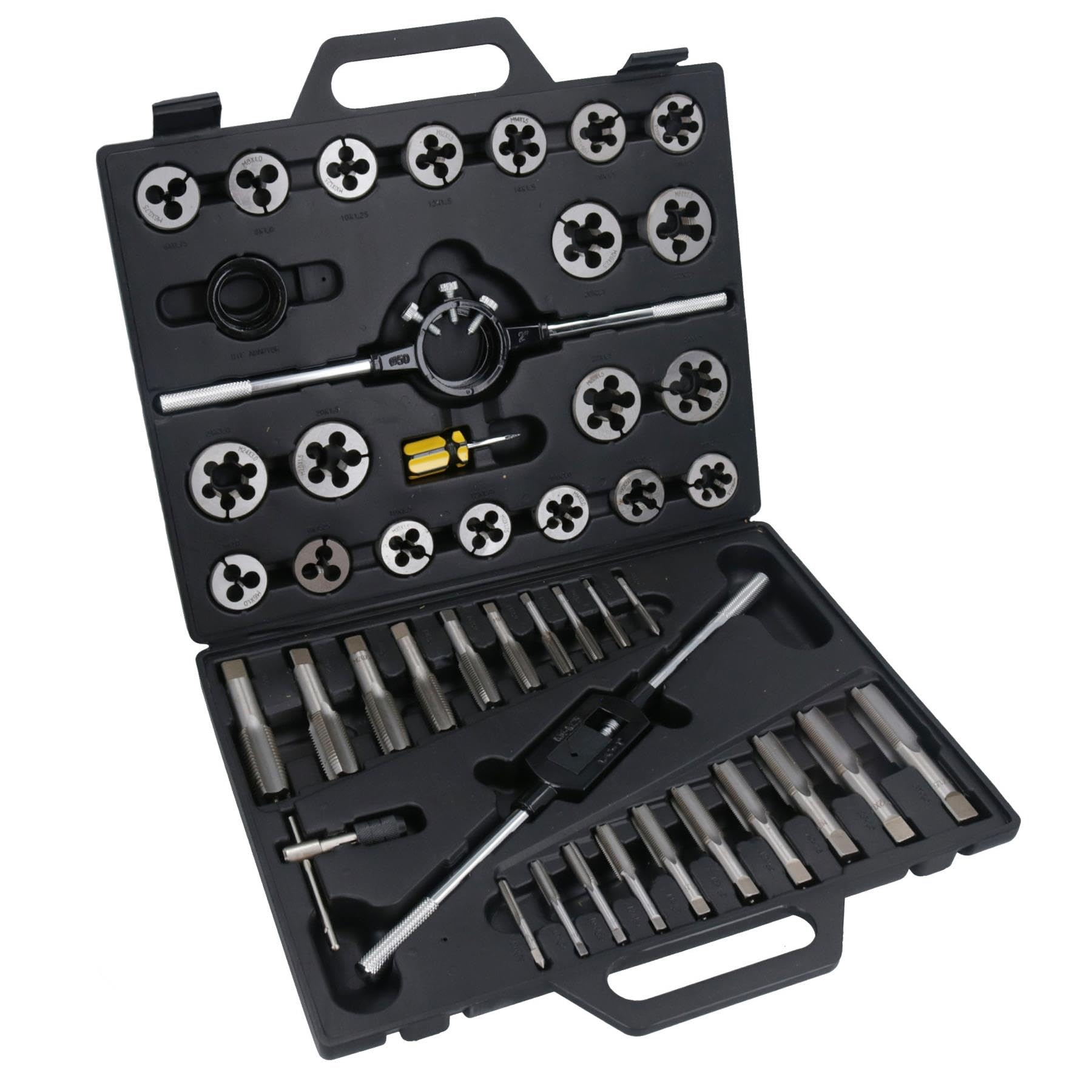 45-Piece Metric Tap and Die Set - M6 to M24 Thread Repair Kit for Metalworking, DIY Projects & Automotive Maintenance (Model AT222)