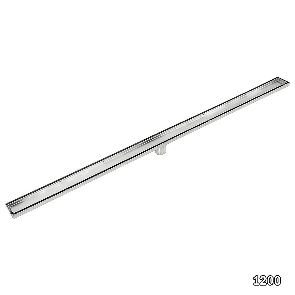 Stainless Steel Shower Drain Grate 1200mm - Center Outlet Tile Insert Bathroom Floor Waste - Ideal for Modern Bathrooms, Wet Rooms, and Walk-In Showers