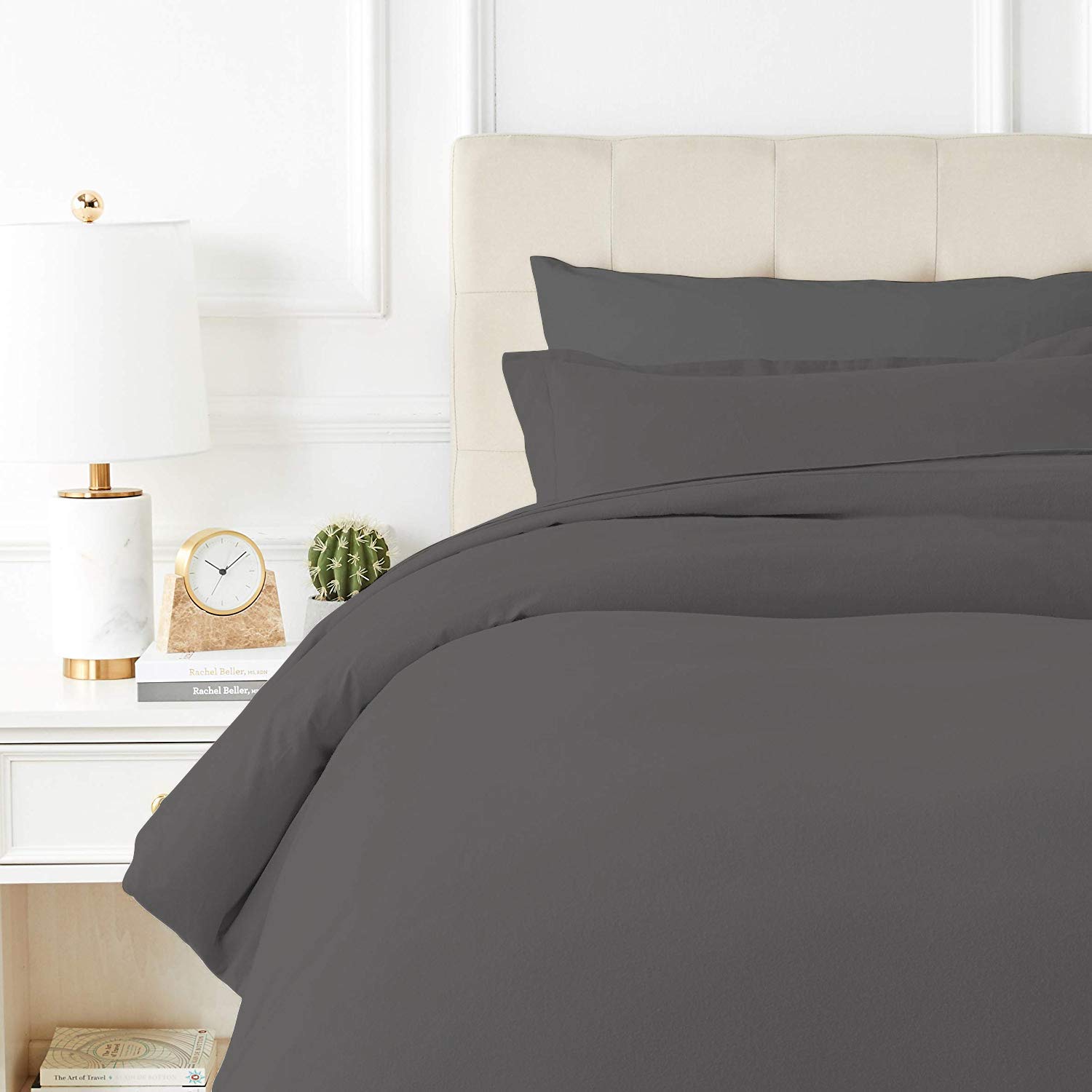 Premium 100% Egyptian Cotton Duvet Cover King/California King Size - 600 Thread Count Luxury Bedding Set | Soft & Breathable Cooling Duvet Cover for All Seasons | Perfect for Master Bedroom, Guest Room & Hotel Use - Dark Grey