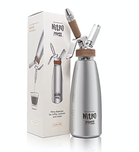 NitroPress Nitro Cold Brew Maker & Dispenser - 1L/33oz Nitrogen Infuser Kit for Home & Cafe | Perfect for Iced Coffee, Tea & Cocktails