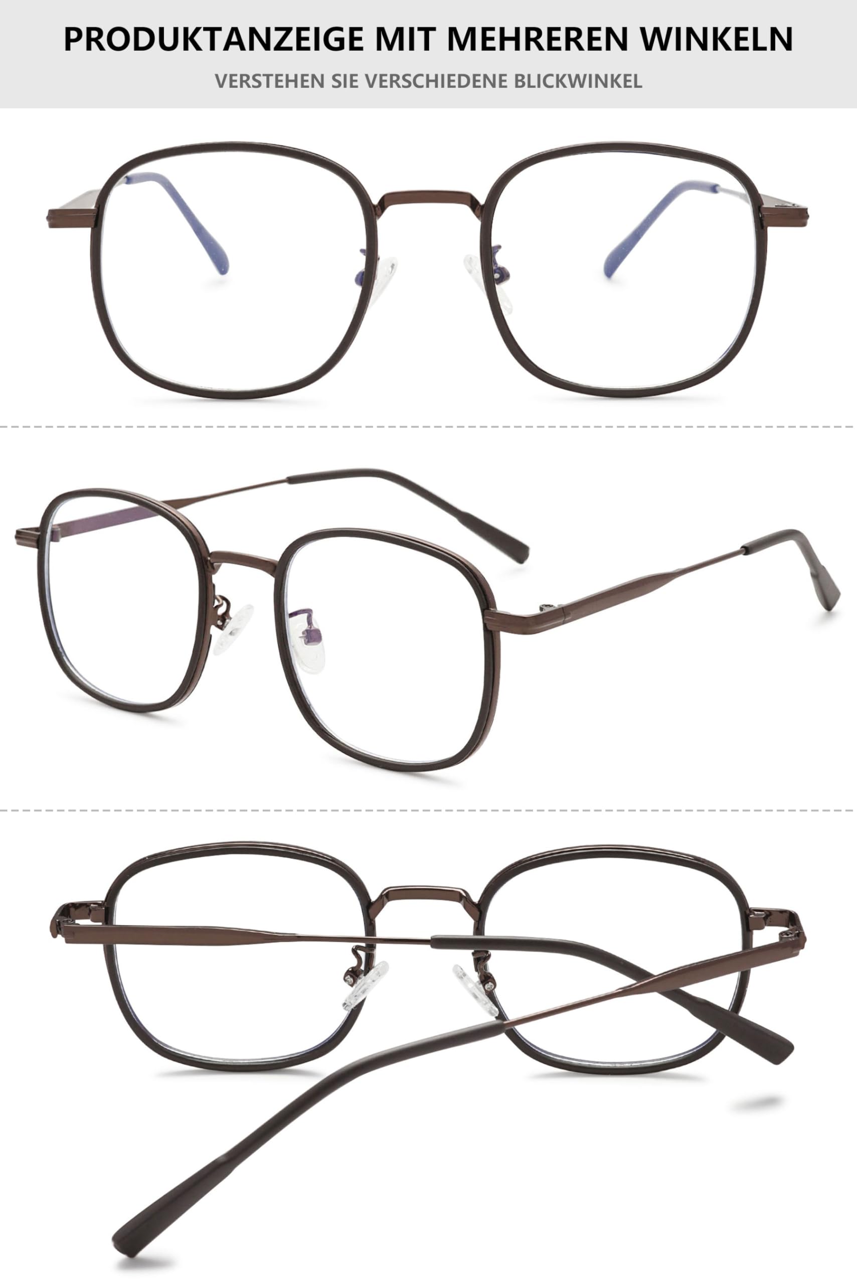 Blue Light Blocking Glasses for Women & Men - TR90 Square Frame Computer Glasses, Anti Eye Strain, Non-Prescription, Lightweight - Perfect for Office Work, Gaming & Screen Time