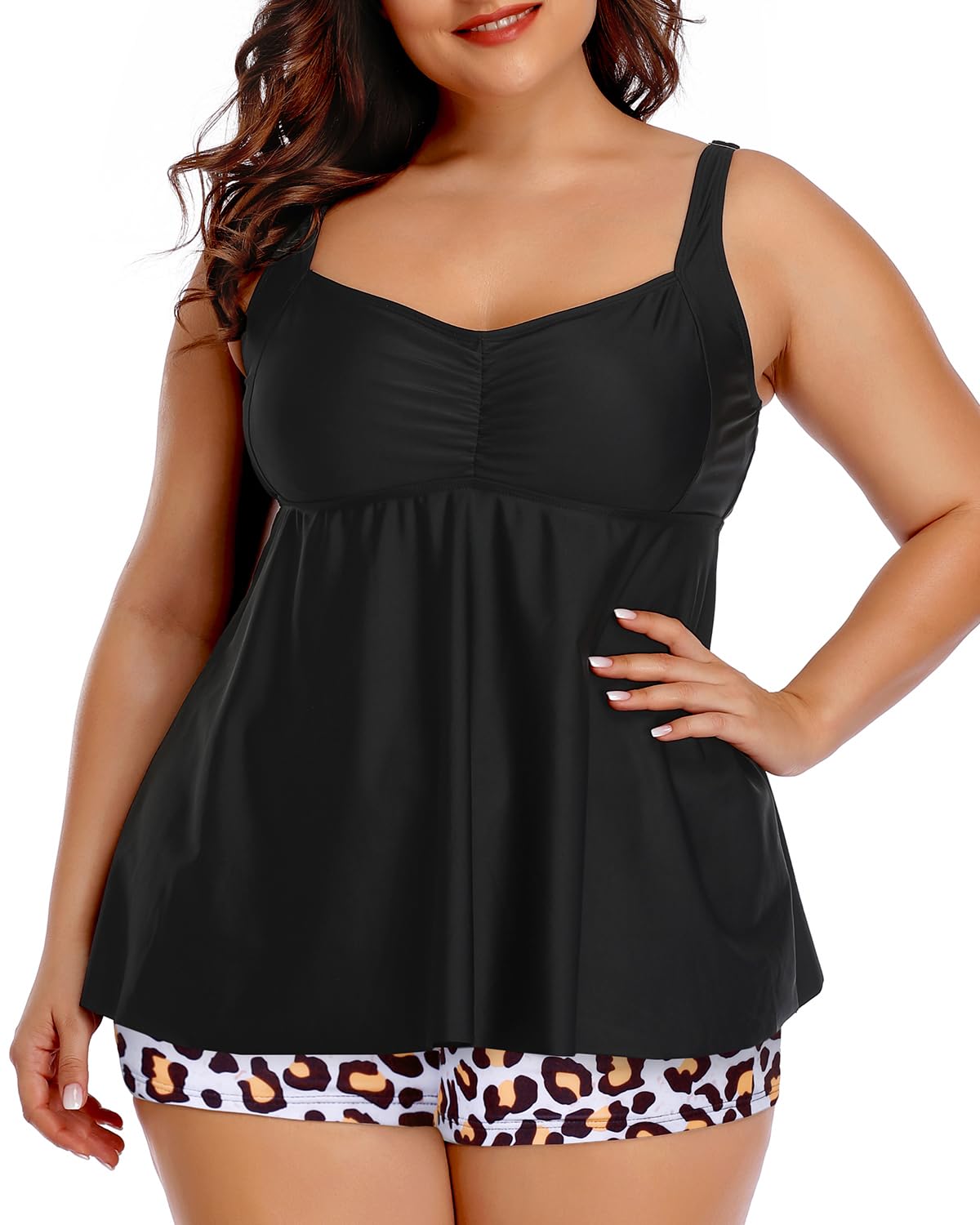 Aqua Eve Women's Plus Size Tankini Swimwear with Shorts - 2 Piece Bathing Suit for Swimming, Beach & Pool Activities
