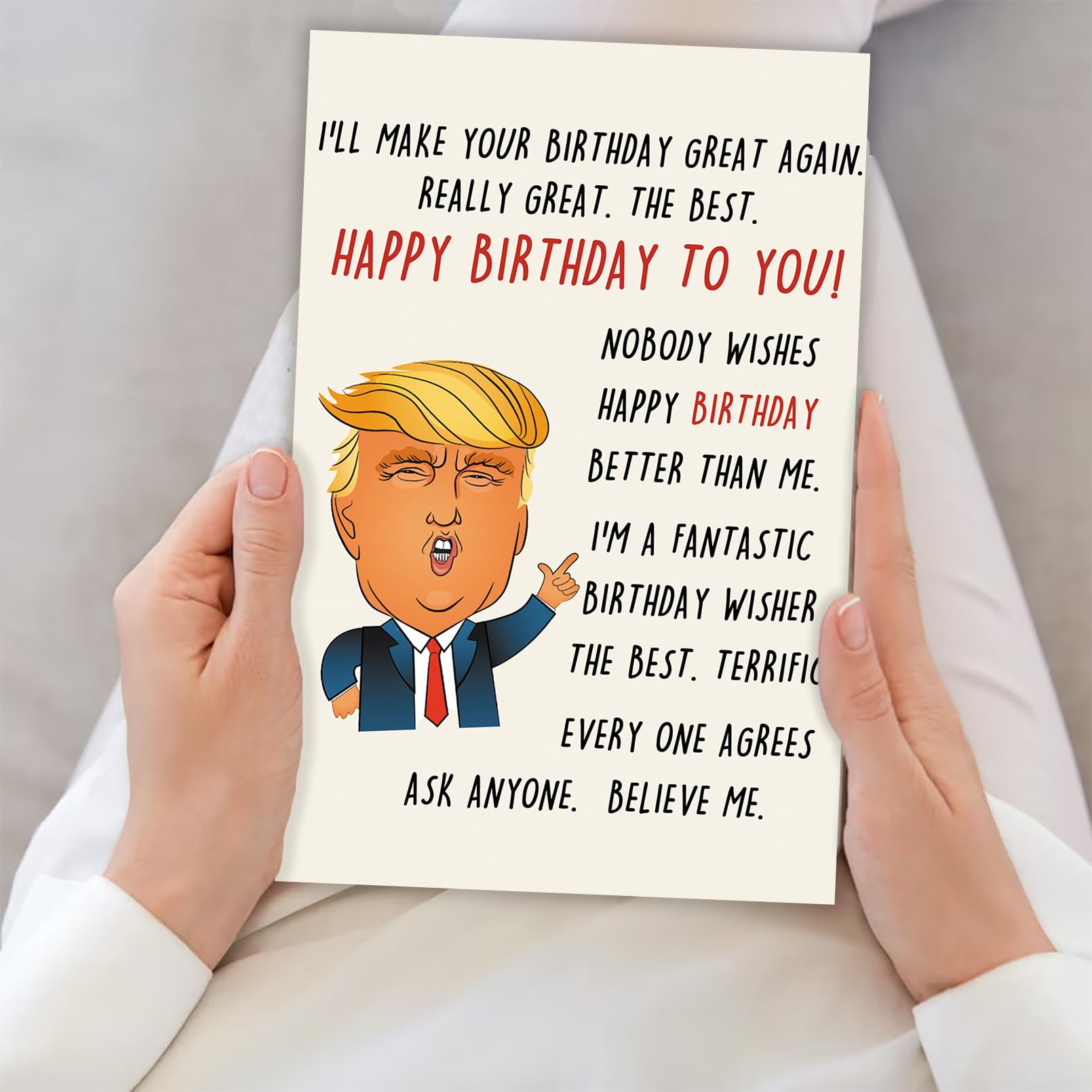 Funny Donald Trump Birthday Card for Women & Men - Humorous Birthday Gift for Boyfriend, Girlfriend, Husband or Wife - Perfect Birthday Greeting Card for Political Humor Lovers | Great for Office Parties, Birthday Surprises & Political Theme Events