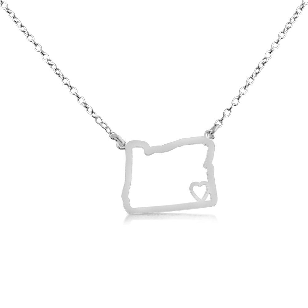 Belcho USA 925 Sterling Silver Oregon State Necklace - 