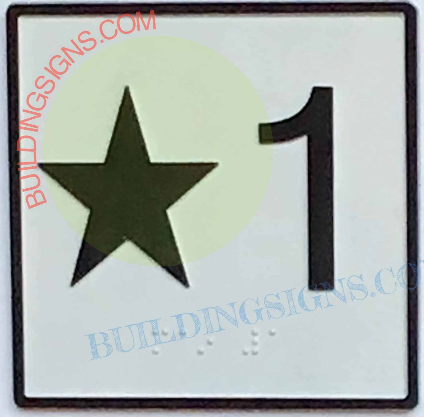 Cast Iron Elevator Floor Number Star 1 Sign - 4x4 Inch White Background Jamb Plate for Elevators - Perfect for Office Buildings, Hotels & Apartment Floor Marking - The Iron Line