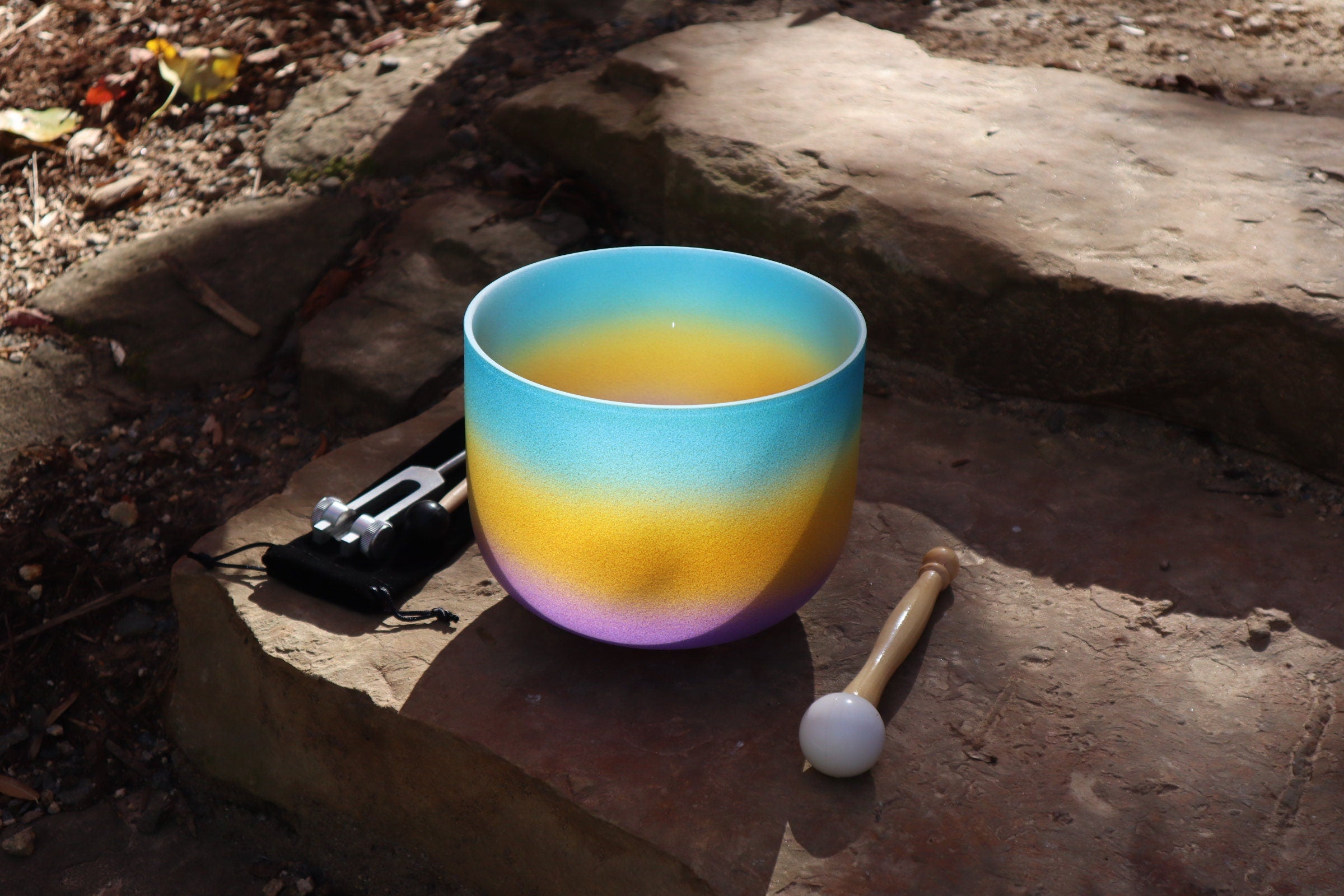 432Hz Agave 8 Throat Chakra G Note Crystal Singing Bowl Set with Mallet, Padded Carry Case & 528Hz Solfeggio Tuning Fork - Perfect for Meditation, Sound Healing and Chakra Balancing