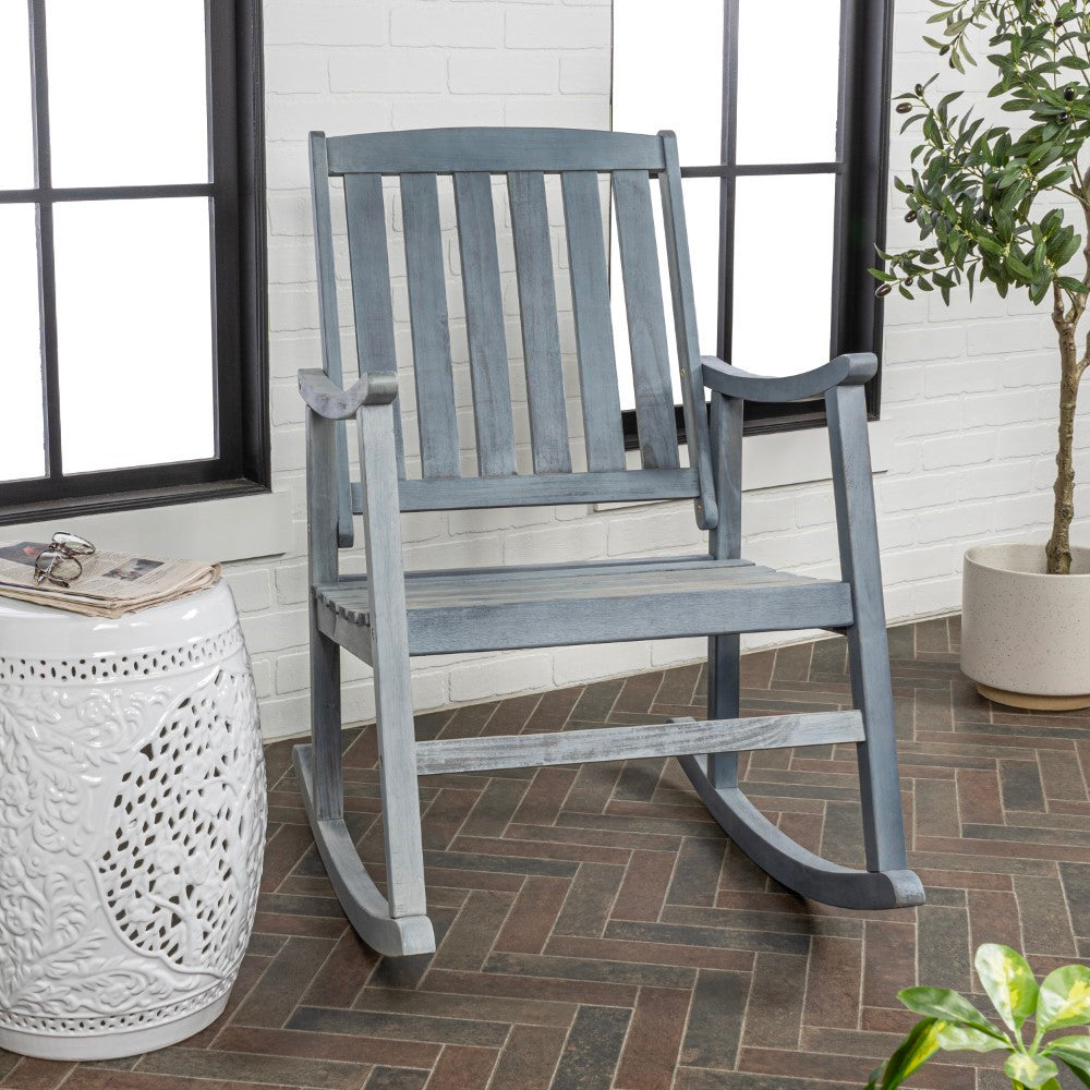 Penny Classic Slat Back 300 Lbs Support Acacia Wood Patio Outdoor Rocking Chair - Durable & Comfortable for Porch, Garden, Deck Relaxation