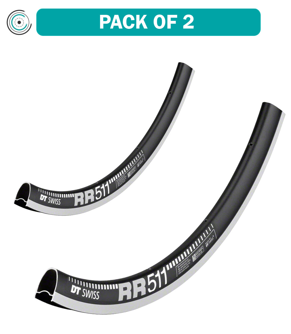 2 Pack DT Swiss RR 511 700c Tubeless Ready Road Bike Rims - 32H Black with Squorx Nipples | Lightweight & Durable for Road Cycling, Commuting & Training