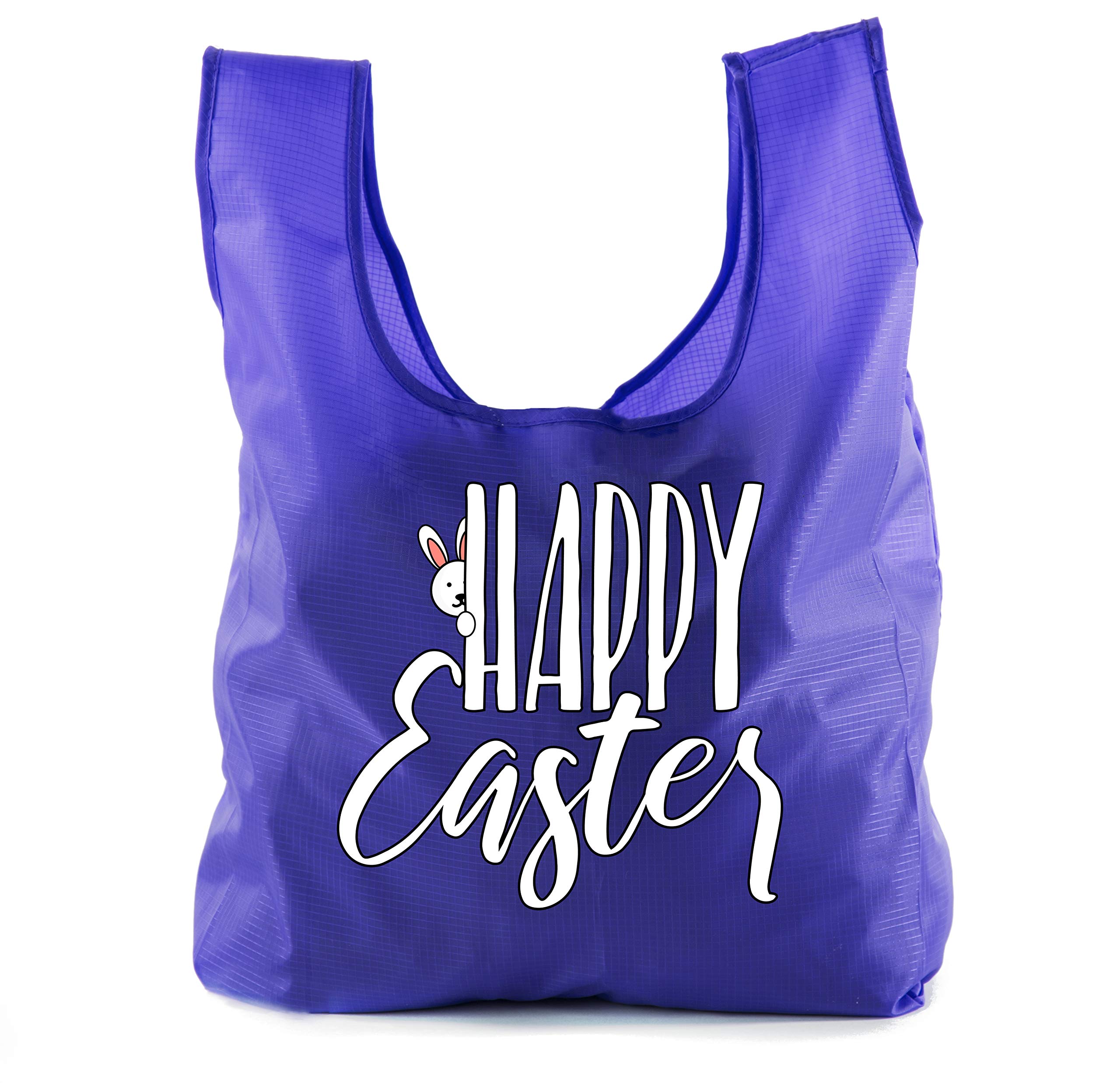Easter Basket Bags - 10 Pack Reusable Grocery Tote Bags for Easter Egg Hunt - Peeking Bunny Design in Purple (CA2650EasterDTG S2) - Perfect for Easter Celebrations, Spring Parties & Kids' Egg Hunt Events