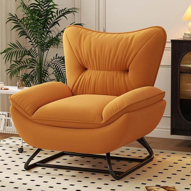 Modern Upholstered Wingback Rocking Chair with Solid Color Fabric & Black Legs - Perfect for Living Room, Nursery, or Reading Nook Relaxation
