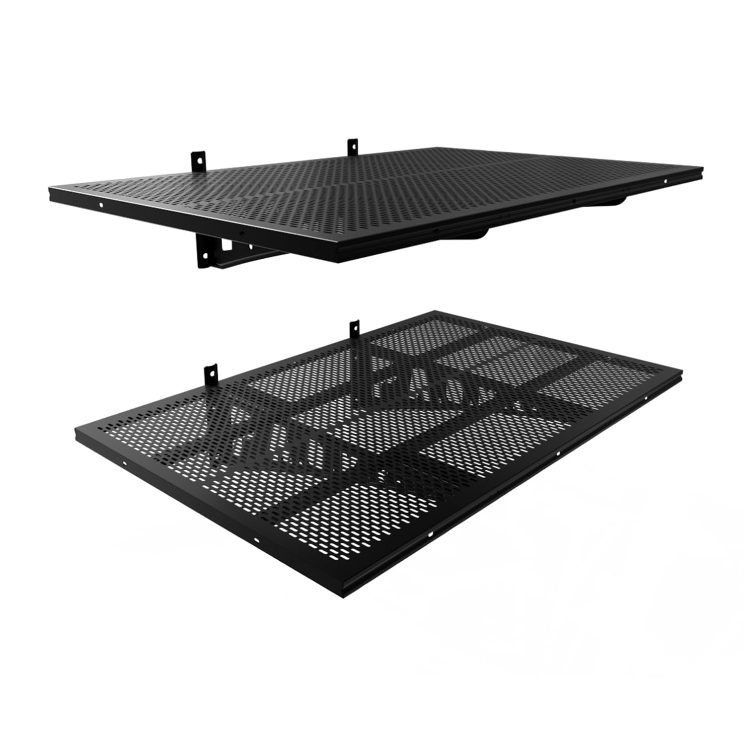Heavy Duty Garage Wall Shelves 2 Pack - 500 lbs Capacity Floating Shelves for Garage Storage, 2x3ft Black Metal Shelving - Perfect for Organizing Tools, Bikes & Garage Supplies