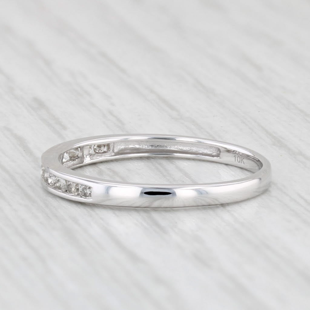 0.20ctw Diamond Wedding Band Ring - 10k White Gold Size 8 - Stackable Anniversary Ring for Women - Perfect for Bridal Sets, Engagement Stacking Rings & Everyday Elegance