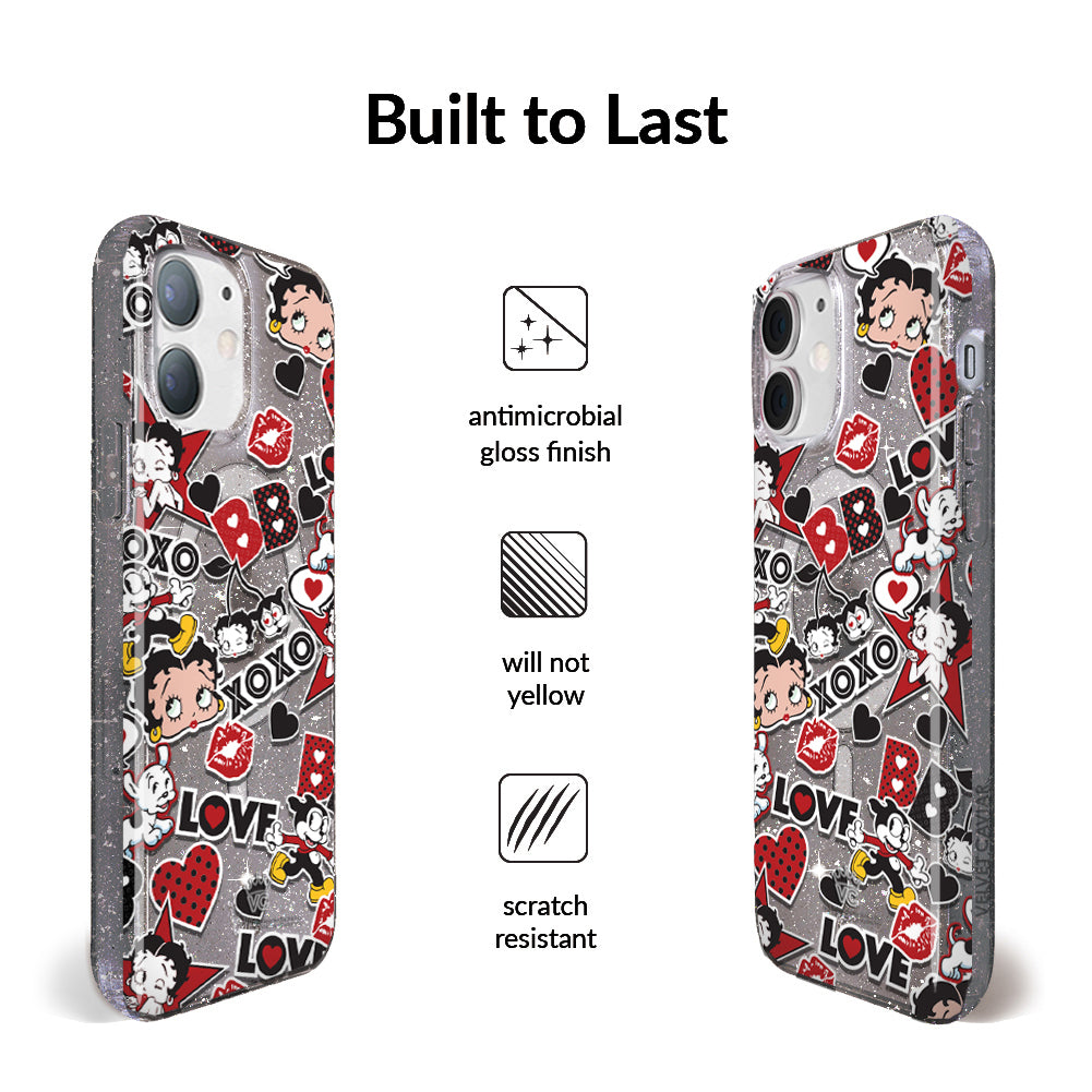 Betty Boop Glitter iPhone Case - Stylish & Protective Phone Cover for iPhone 13/14/15 Pro Max, Sparkly Fashion Accessory - Perfect for Parties, Daily Use & Gift Giving
