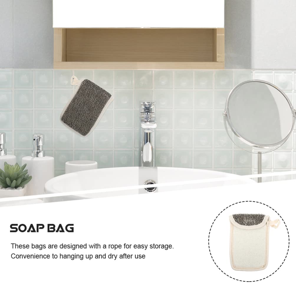 5-Pack Black Linen Soap Bags - Reusable Foaming Soap Pouches for Face & Body Wash, Exfoliating Mesh Scrubber for Bar Soap, Eco-Friendly Soap Savers (Great for Travel, Gym & Daily Skincare Routine)