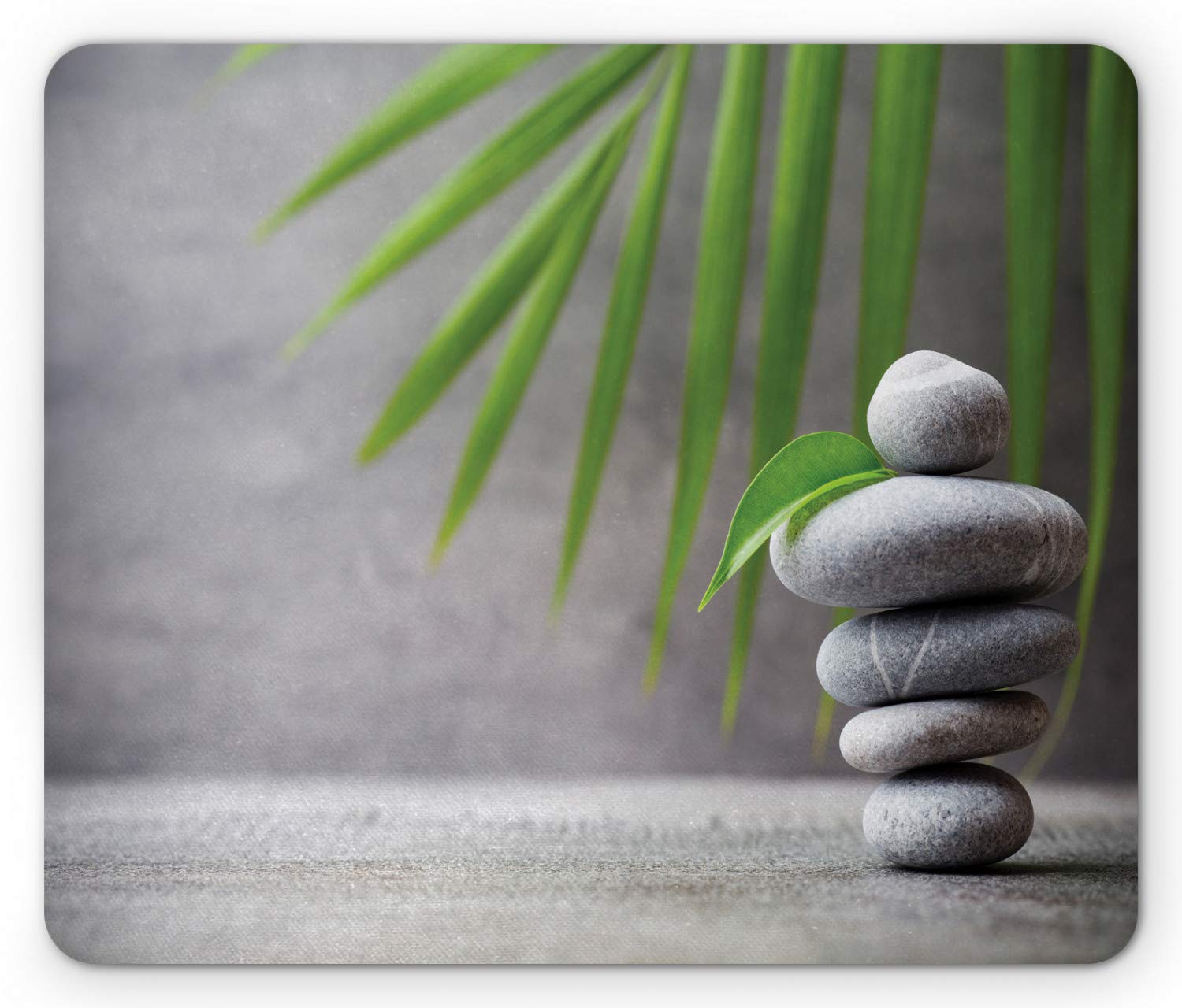 Ambesonne Rock Mouse Pad - Non-Slip Rubber Gaming Mousepad with Meditation & Stability Therapy Design, Standard Size Rectangle Mouse Mat for Office, Computer, PC, Laptop - Perfect for Work, Gaming & Stress Relief