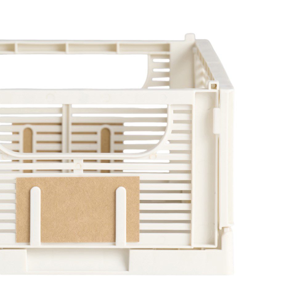 DESIGNSTUFF Linear Collapsible Storage Crate - Set of 2, Small (25x16cm), Chalk White - Foldable Organizer for Home, Office, Nursery & Laundry Room Storage Solutions
