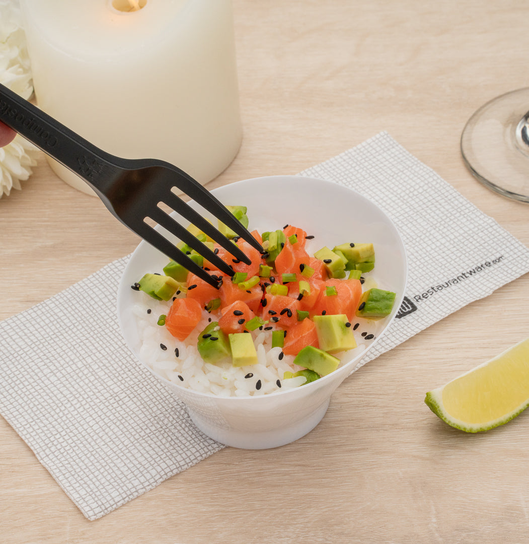 5 oz Round White Plastic Small Incline Bowl - 3.75