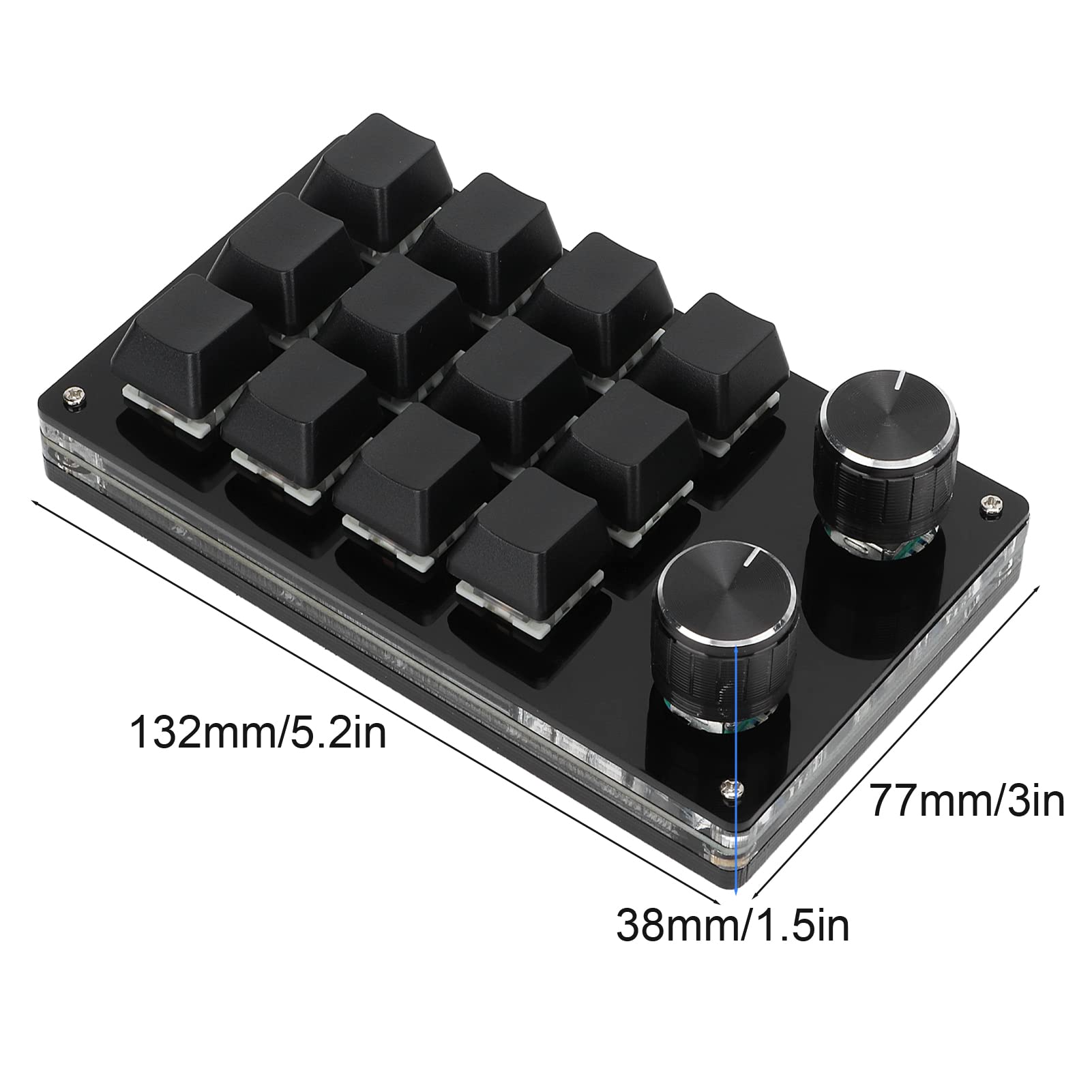 Ejoyous 12-Key One-Handed Macro Mechanical Gaming Keypad - Programmable Keyboard with Control Knob for PC/Mac, Compatible with Windows Vista & Office Work (Black) - Perfect for MMO Gaming, Video Editing & Streamer Shortcuts