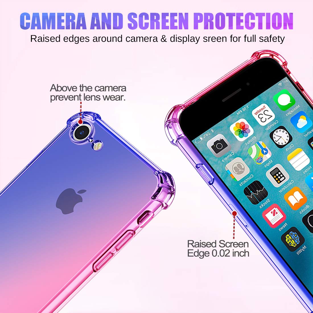 **Premium Slim Clear TPU Case for iPhone SE 2020 / iPhone 8 / iPhone 7 – Shockproof, Anti-Scratch, Gradient Blue & Pink – Perfect for Everyday Protection & Stylish Looks**    *(Use Case: Ideal for daily use, travel, work, or school – keeps your iPhone safe while adding a trendy touch!)*