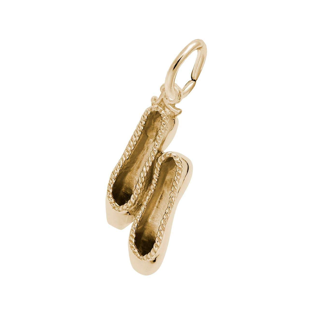 Rembrandt 14K Yellow Gold Ballet Slippers Charm Pendant - Dainty Dance Jewelry Gift for Ballerinas, Dancers & Ballet Lovers (Perfect for Necklaces, Bracelets & Charm Collections)