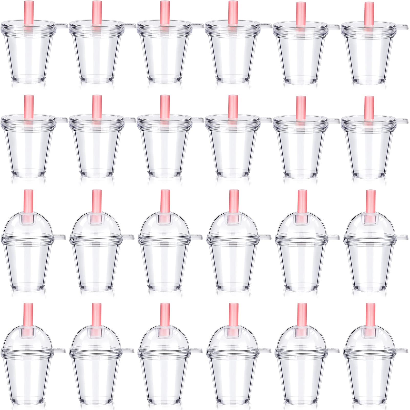 24-Piece Mini Coffee Cup Keychain Set - 1.7 x 2.4 Inch Dollhouse Accessories with Lids - Tiny Ice Cream & Frappuccino Cups for DIY Crafts, Doll Food, and Miniature Home Decoration - Perfect for Dollhouse Scenes, Gift Wrapping, and Party Favors