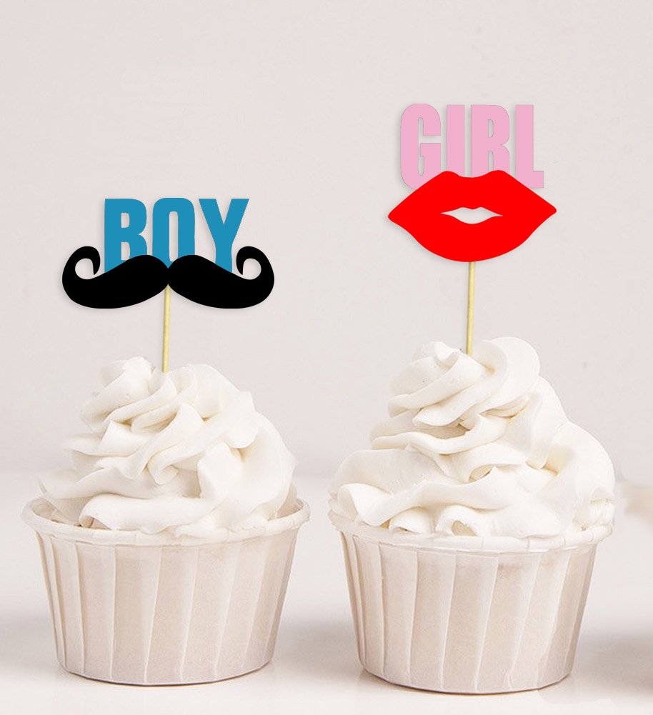 Twin Baby Shower Cupcake Toppers (Boy & Girl) - 40-Pack Gender Reveal Party Decorations for Desserts & Cakes | Perfect for Baby Showers, Gender Reveal Parties & Celebrations