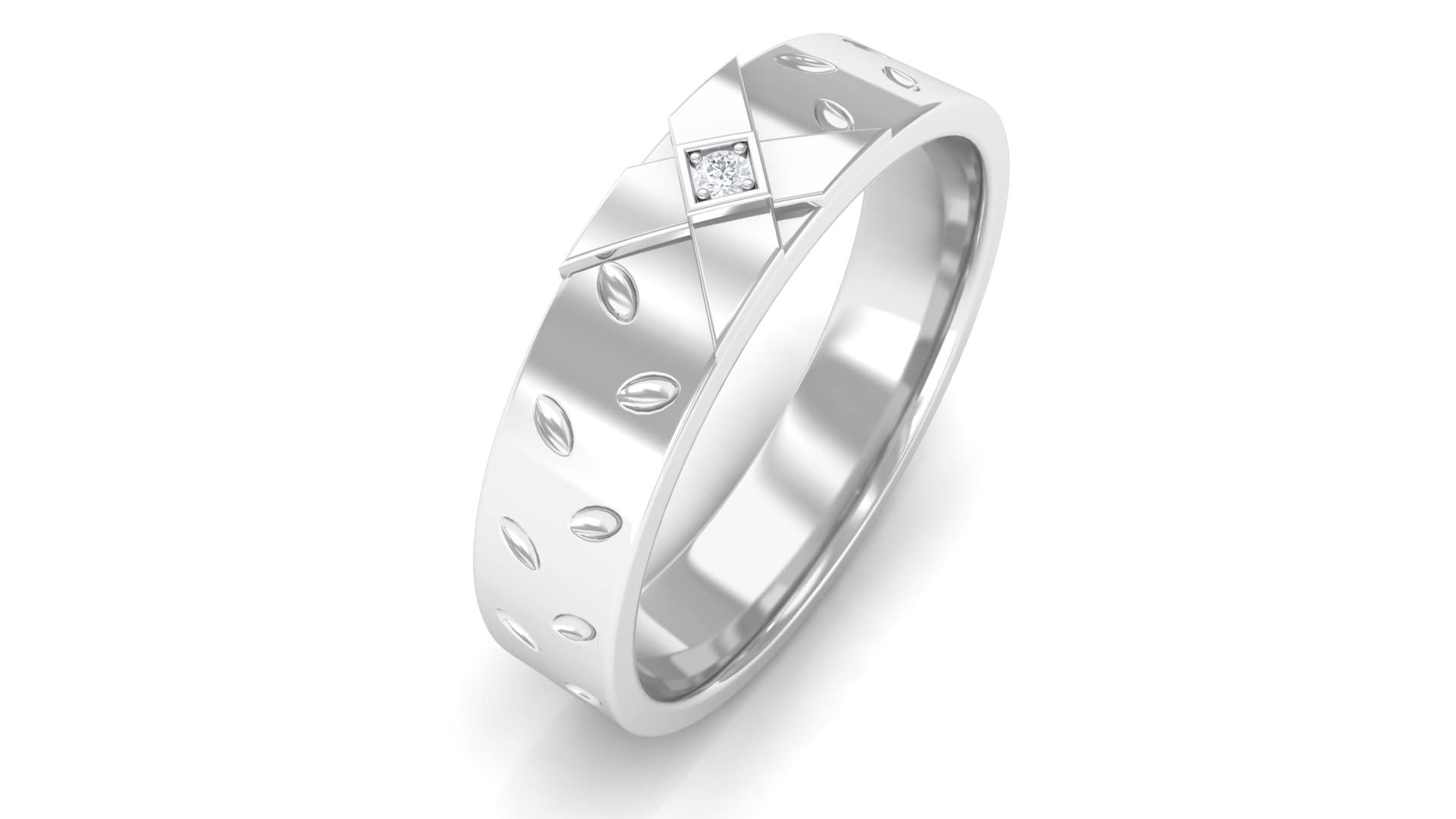 14K Solid Gold Certified Diamond Band Ring for Men - Contemporary Two Tone Design - Perfect for Weddings, Anniversaries & Special Occasions
