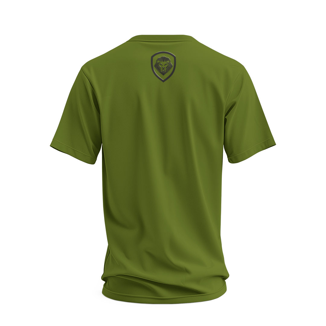 Future Looks Bright Army Green & Black Raised Embossed Print Performance Short Sleeve T-Shirt for Men - Gym, Workout & Casual Wear