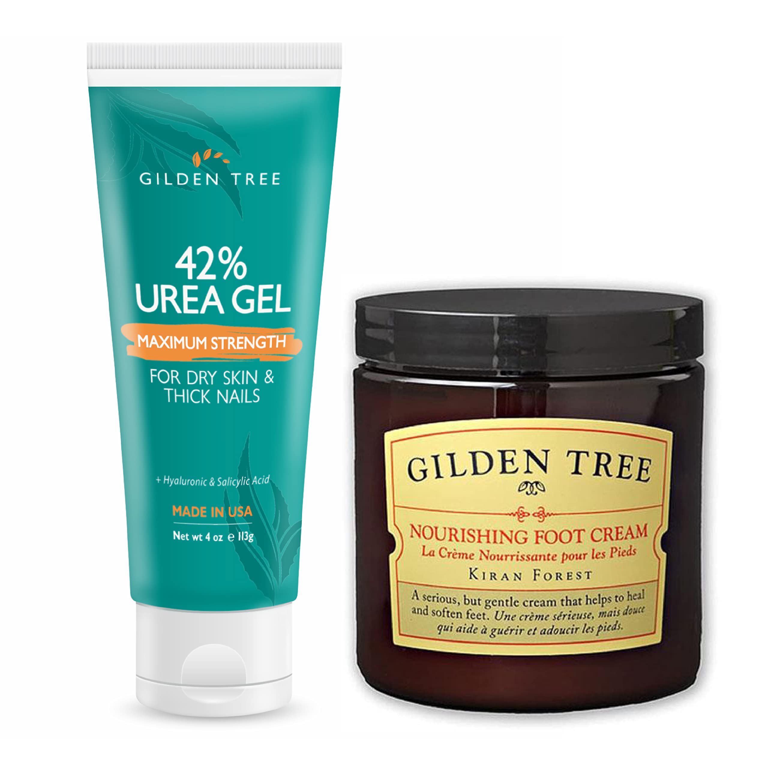 GILDEN TREE Maximum Strength 42% Urea Foot Gel & Moisturizing Cream Bundle - Professional Cracked Heel Treatment for Dry, Rough Feet - Perfect for Pedicures & At-Home Foot Care