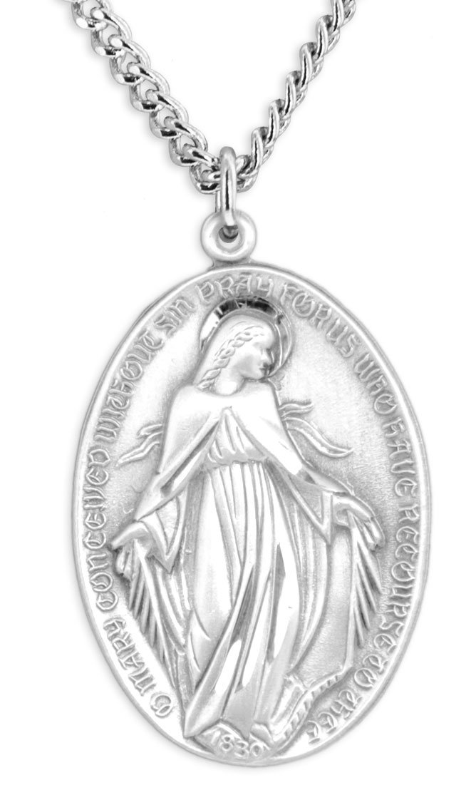 Heartland Store Men's Sterling Silver Miraculous Pendant with Old World Text & 27