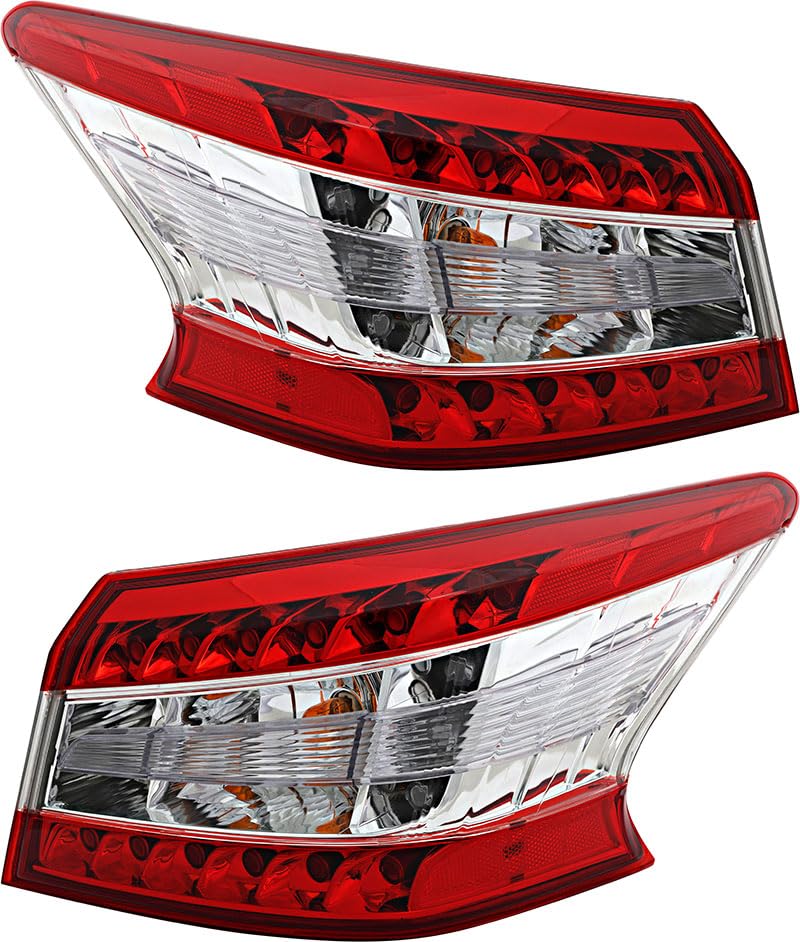 2013-2015 Nissan Sentra Tail Lights Lamps Set - Left & Right Side Replacement Pair - Enhance Nighttime Safety & Style for Sedan Driving