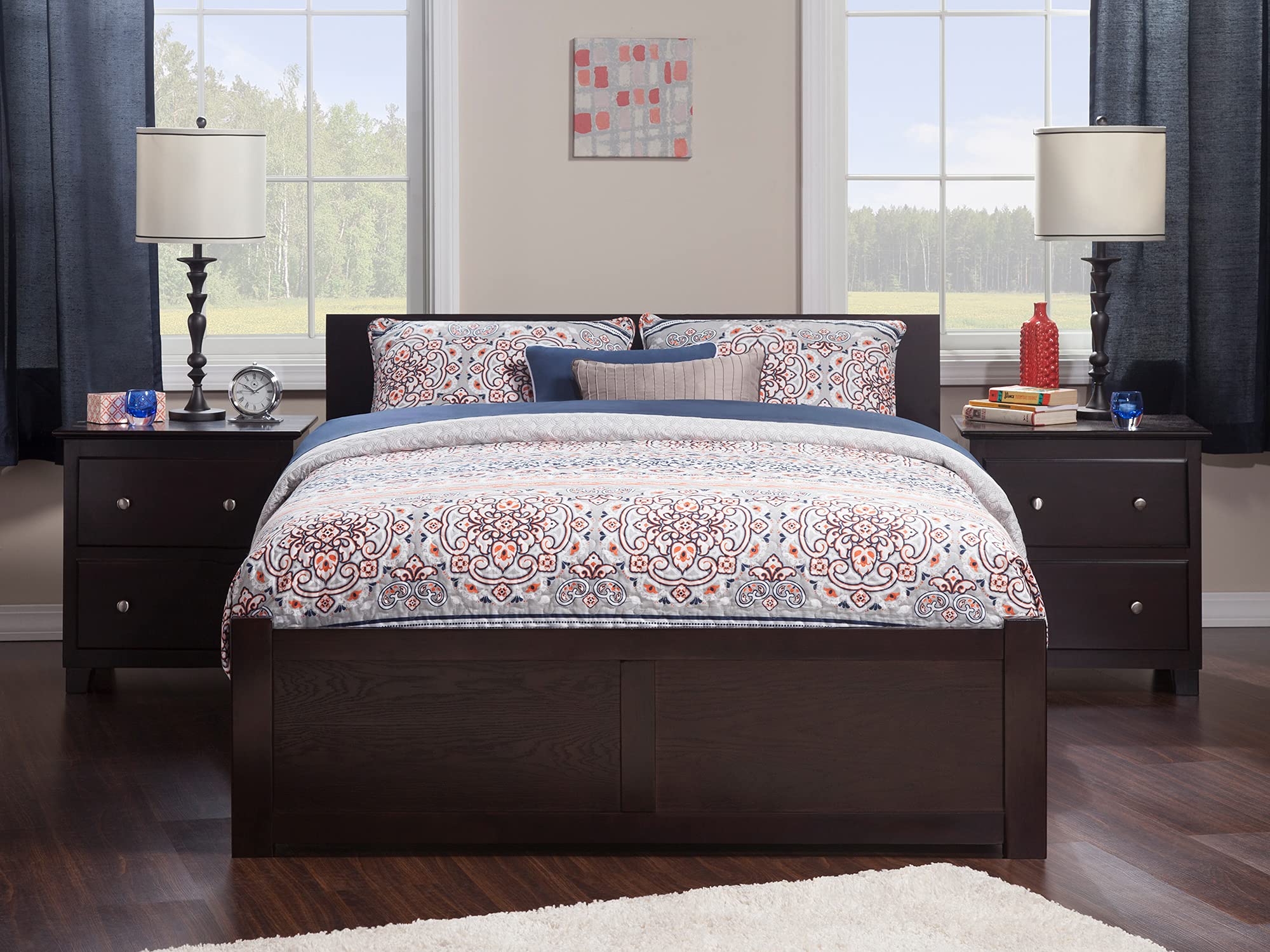 AFI Orlando Full Size Platform Bed with Footboard & Storage Drawers in Espresso - Modern Wooden Bed Frame with Underbed Storage for Small Spaces, Bedroom Furniture for Adults & Teens
