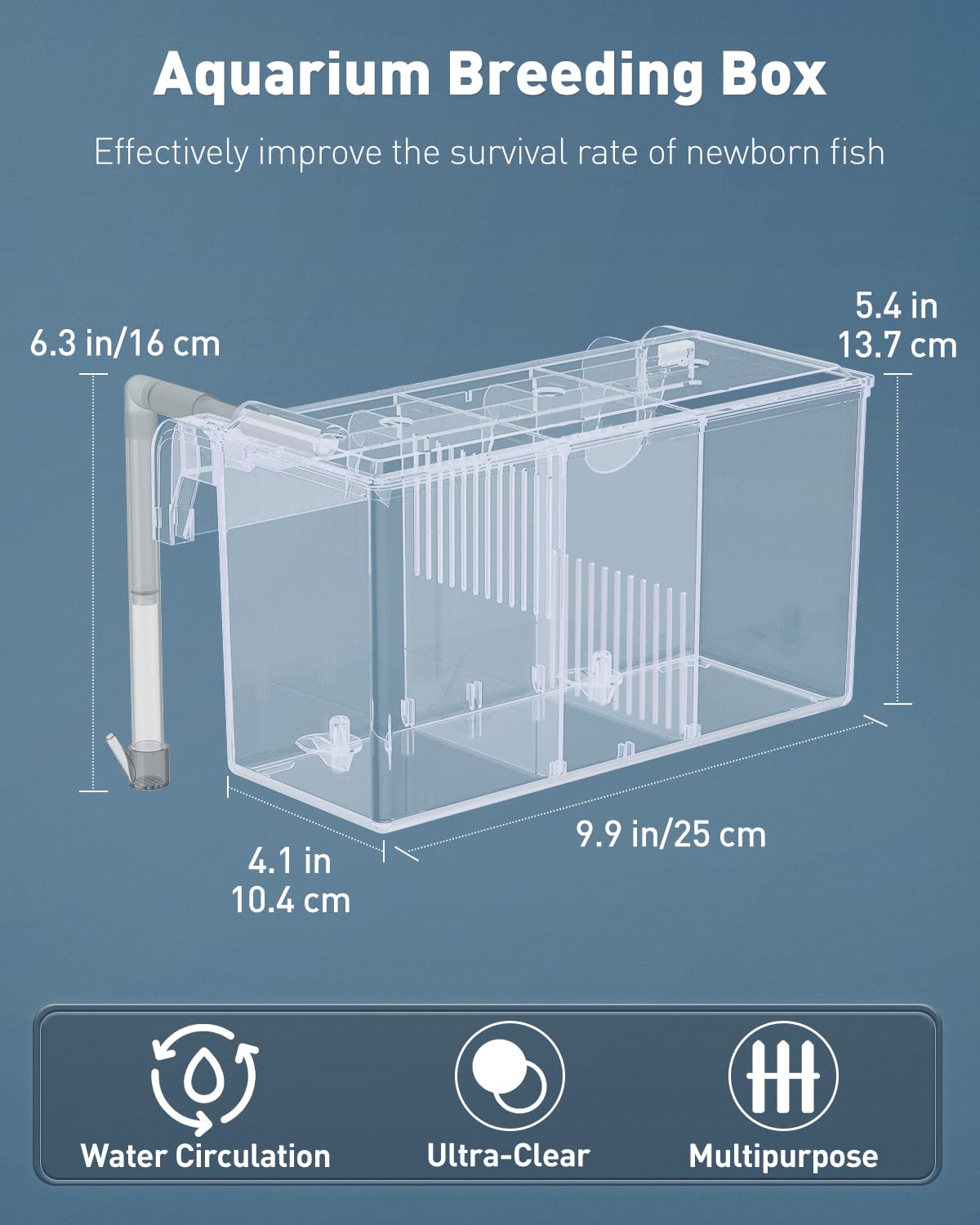 Pawfly Acrylic Aquarium Breeding Box - Fish Tank Hatchery & Incubator for Guppy, Betta, and Aggressive Fish - Perfect for Safe Fry Rearing and Fish Separation in Home Aquariums