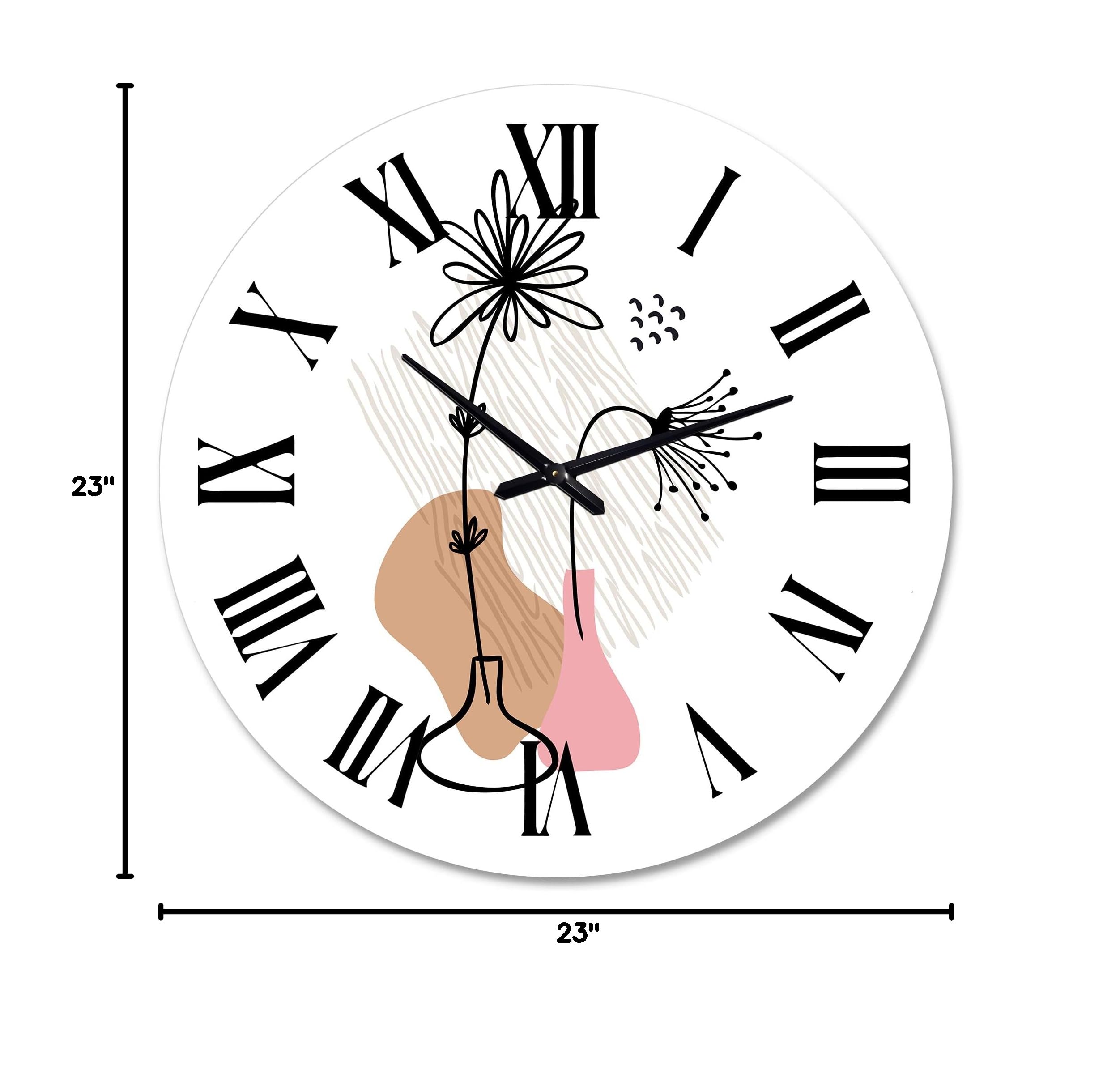DesignQ Modern Abstract Floral Wall Clock - Minimalist Large Wall Art for Living Room, Bedroom & Office Decor | Perfect for Home, Office & Gift Giving