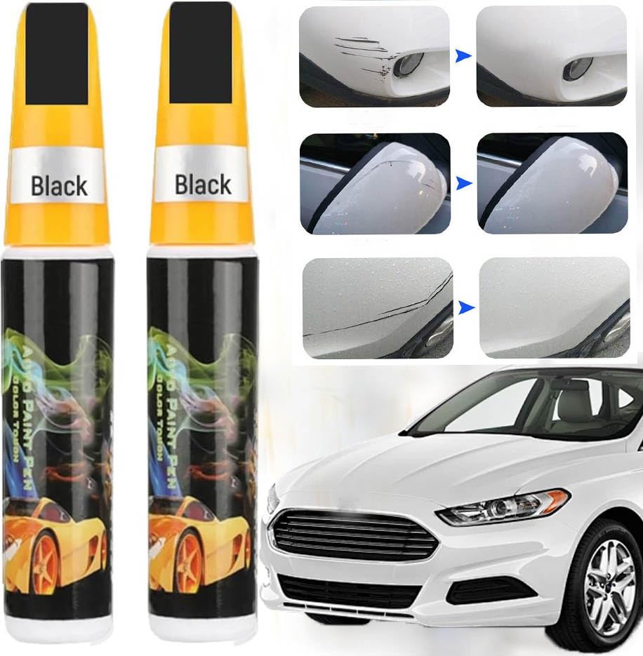 2 Pack Car Scratch Remover Pen - 2024 Upgraded 2-in-1 Touch Up Paint & Scratch Repair Kit for Cars, Trucks & SUVs (Black) | Quick Fix for Minor Scratches & Paint Chips | Perfect for DIY Car Maintenance & Detailing