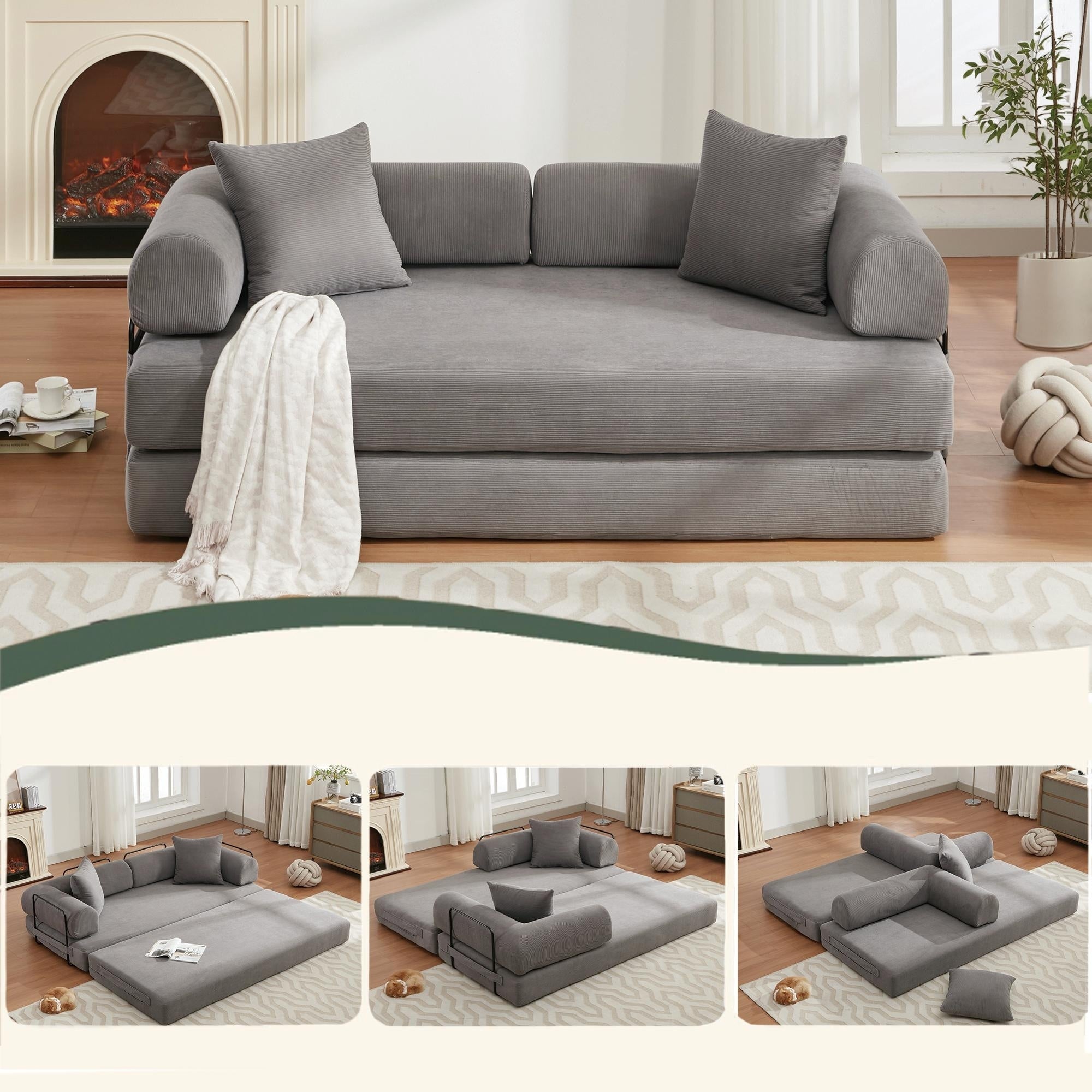 4 in 1 Convertible Sleeper Sofa Bed - 78.5