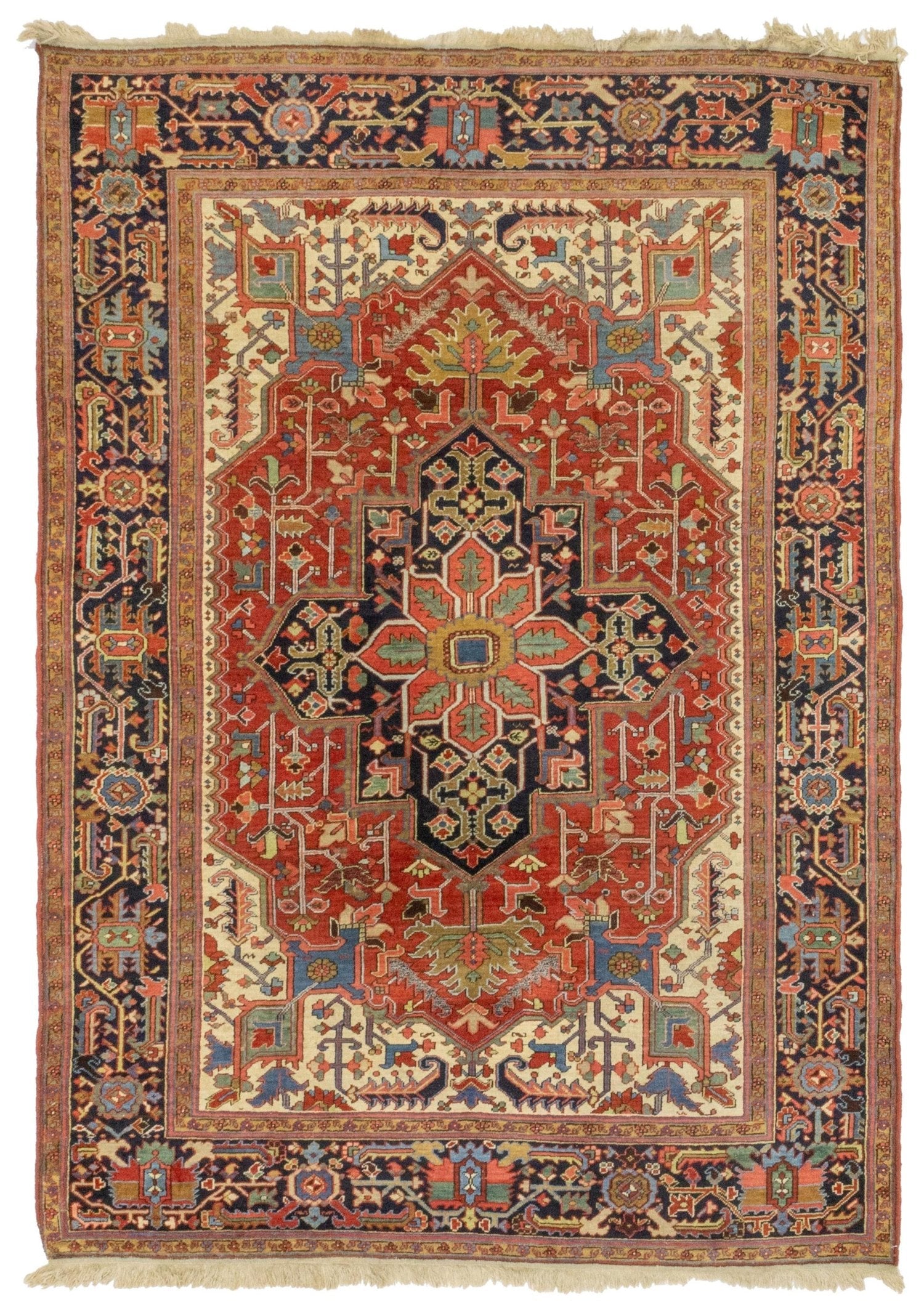Antique Heriz Handwoven Tribal Rug J76442 - Authentic Persian Wool Carpet for Living Room, Bedroom & Home Decor