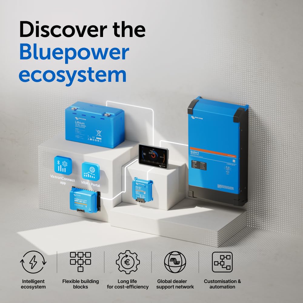Victron Energy SmartShunt 2000A Bluetooth Battery Monitor - Accurate Battery Voltage & Current Tracking for RVs, Boats & Solar Systems