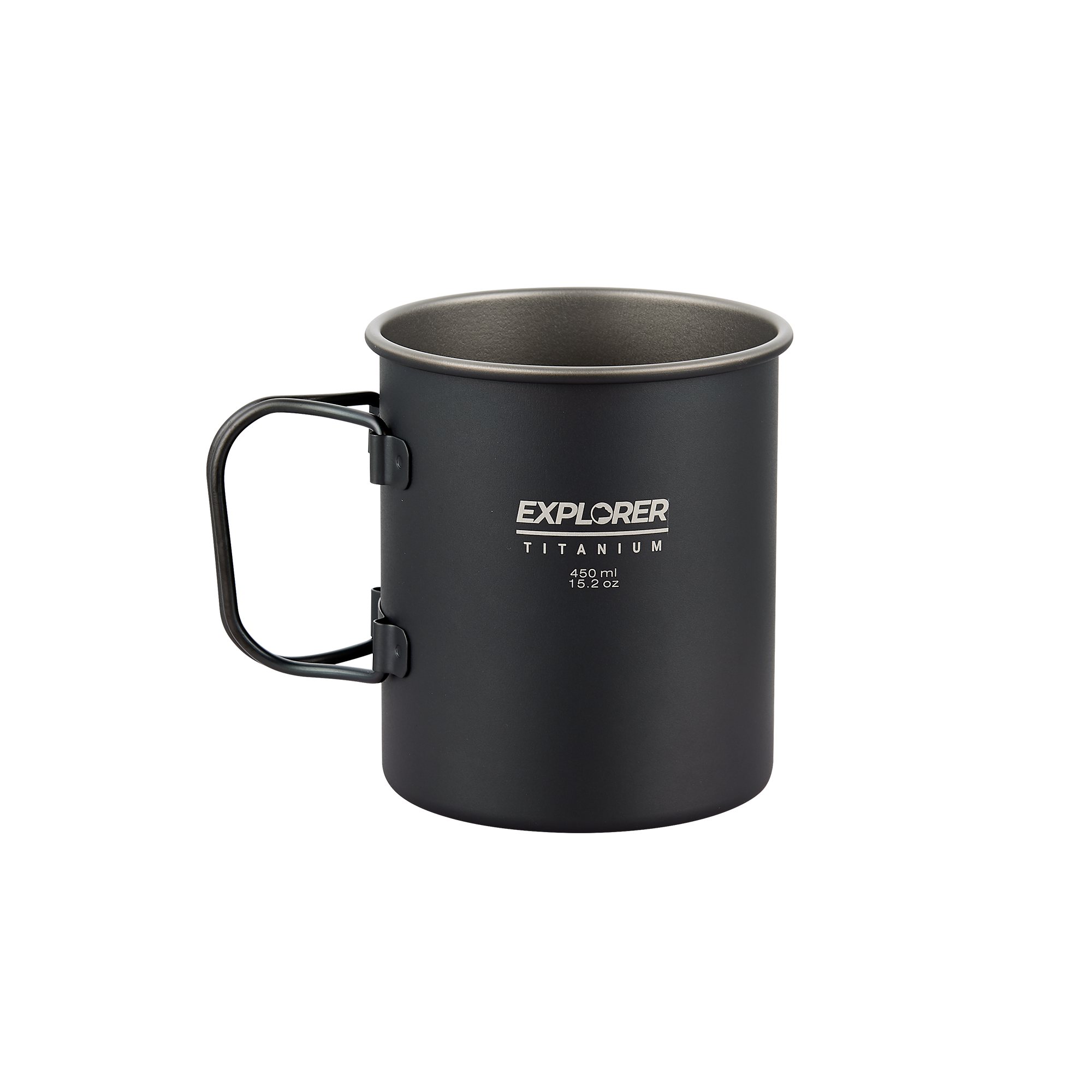 Explorer Bear Black Titanium 450ml Camping Cup - Lightweight & Durable Travel Mug for Hiking, Backpacking & Outdoor Adventures