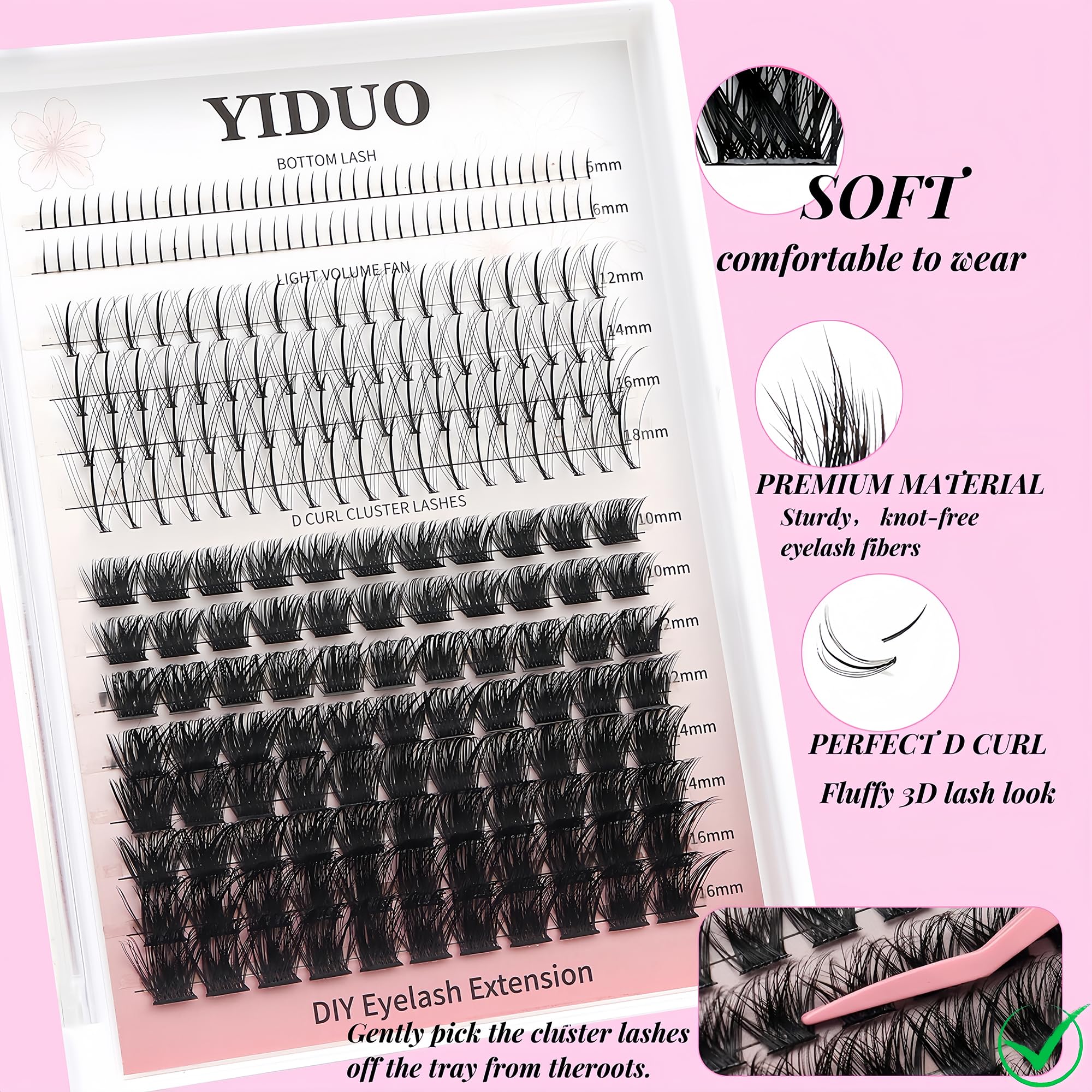 Natural DIY Eyelash Extensions Kit - 244Pcs Wispy False Lashes Clusters with C-Curl Volume Effect | Includes Bottom Lashes, Glue, Tweezers, Removers & Brushes | Perfect for Salon, Bridal & Party Makeup