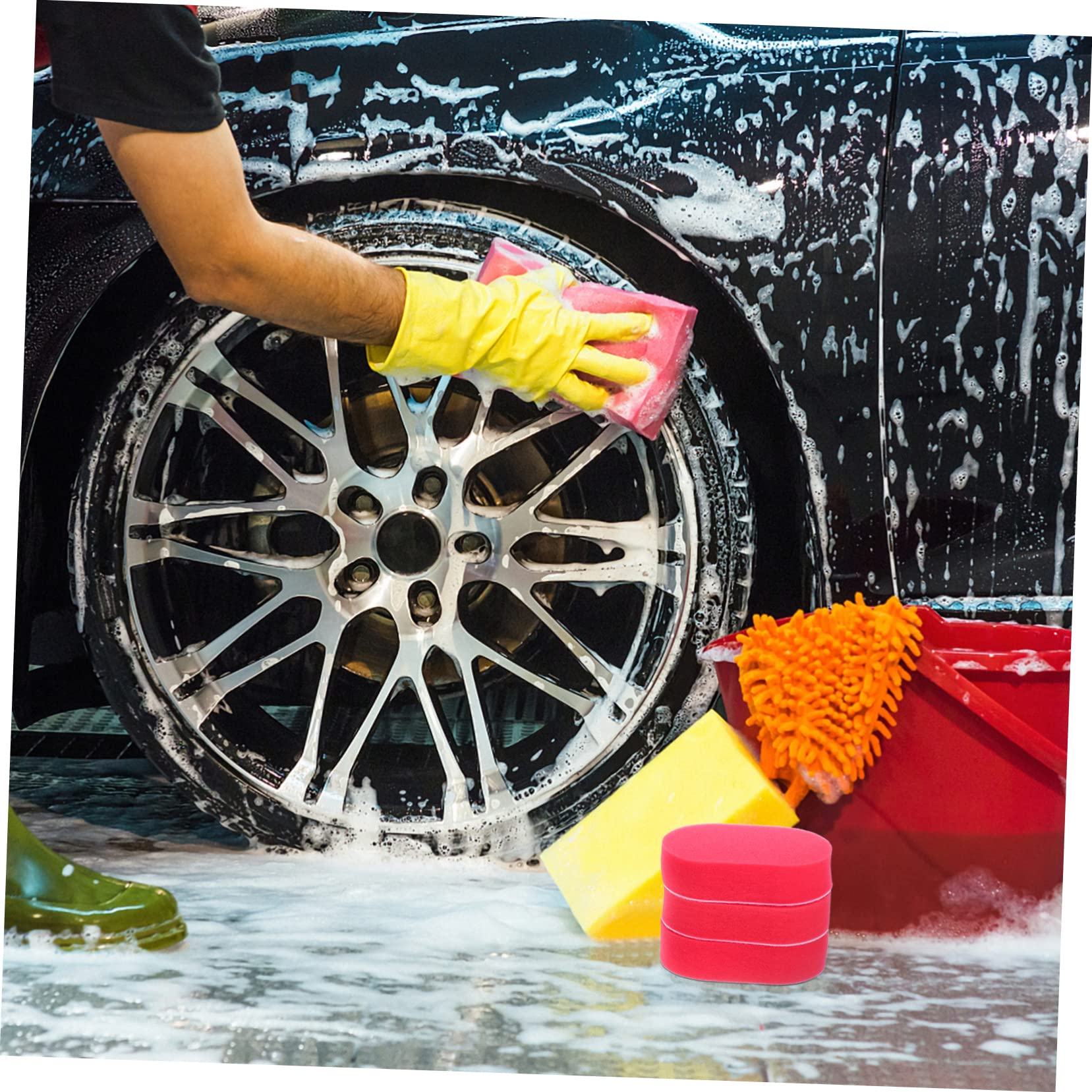 5-Piece Wheel Rim Brush Kit - Car Tire Waxing Applicator with Ergonomic Handle for Deep Cleaning & Polishing - Perfect for Car Detailing, Auto Shine & Tire Maintenance