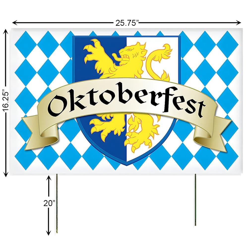 Oktoberfest Yard Sign 25.75x16.25 Inch - German Beer Festival Outdoor Decor - Durable Weatherproof Party Decoration - Perfect for Backyard Celebrations, Oktoberfest Parties & Fall Festivals