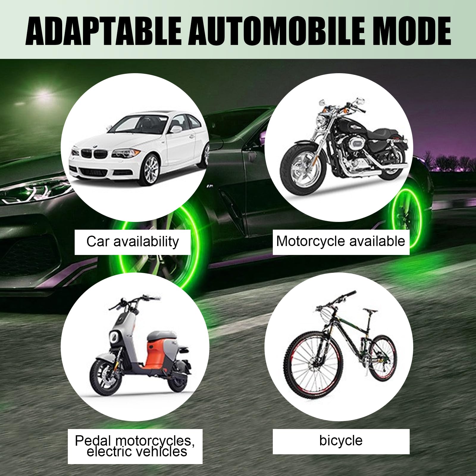 6 PCS Waterproof PVC Car Tire Lights - Universal LED Flash Light Bulb Replacement for Car, Truck, SUV, Motorcycle & Bike - Durable Metal Vehicle Tire Decoration Accessories (Green) - Perfect for Night Rides, Car Shows & Custom Vehicle Lighting