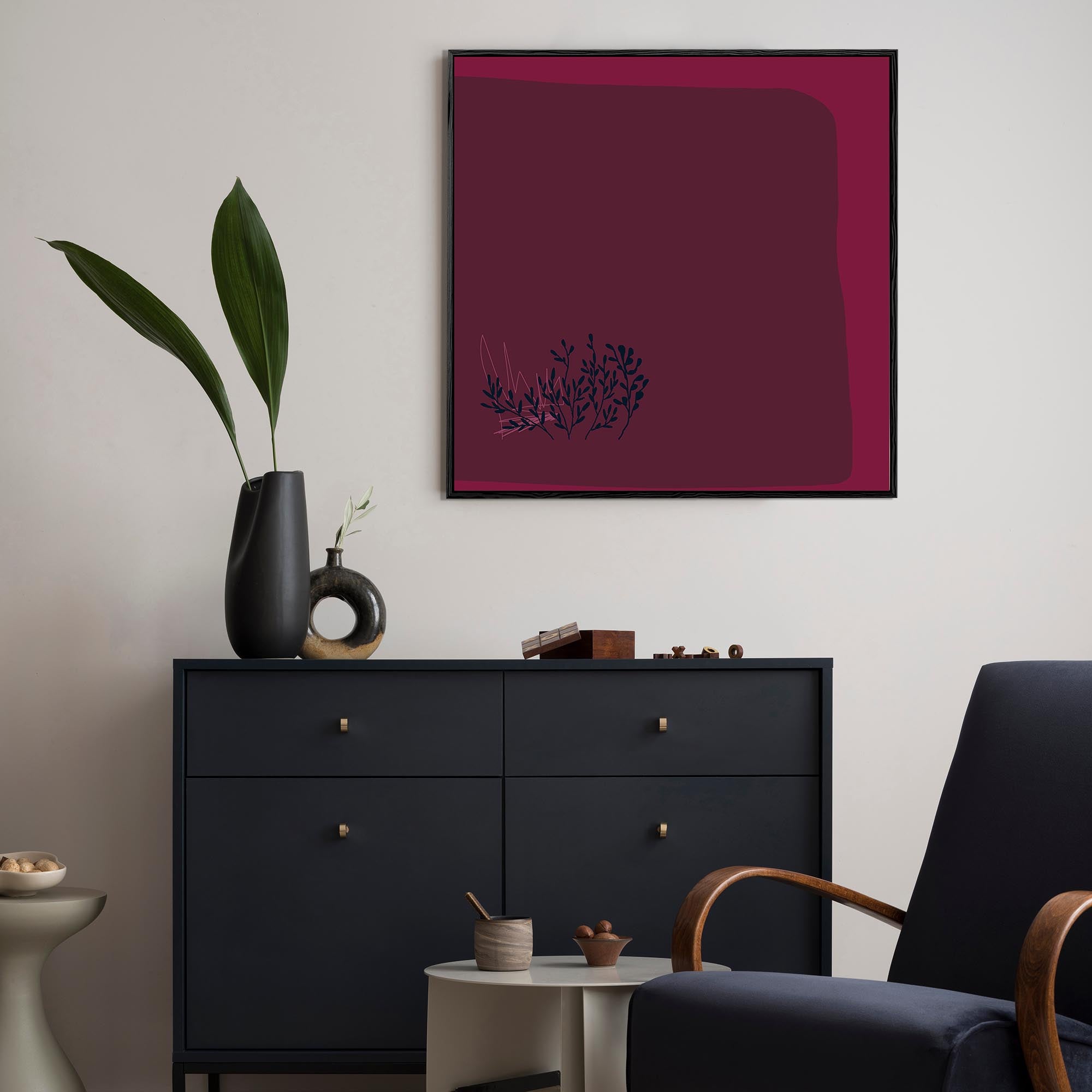 Viva Magenta III Framed Canvas Wall Art - Modern Abstract Painting for Living Room, Bedroom & Office Decor | Ready to Hang Home Decoration