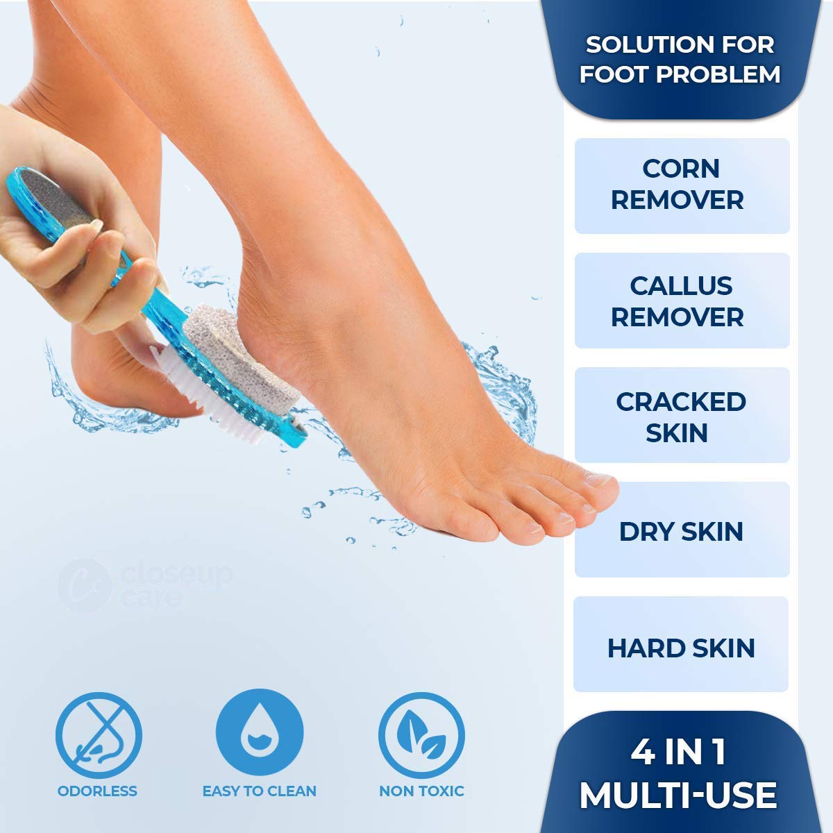 Wofier® 4-in-1 Manicure & Pedicure Set - Professional Nail Care Brush Kit with Foot File Tools for Women - Perfect for Home Spa, Travel & Salon Use (1 Pack)