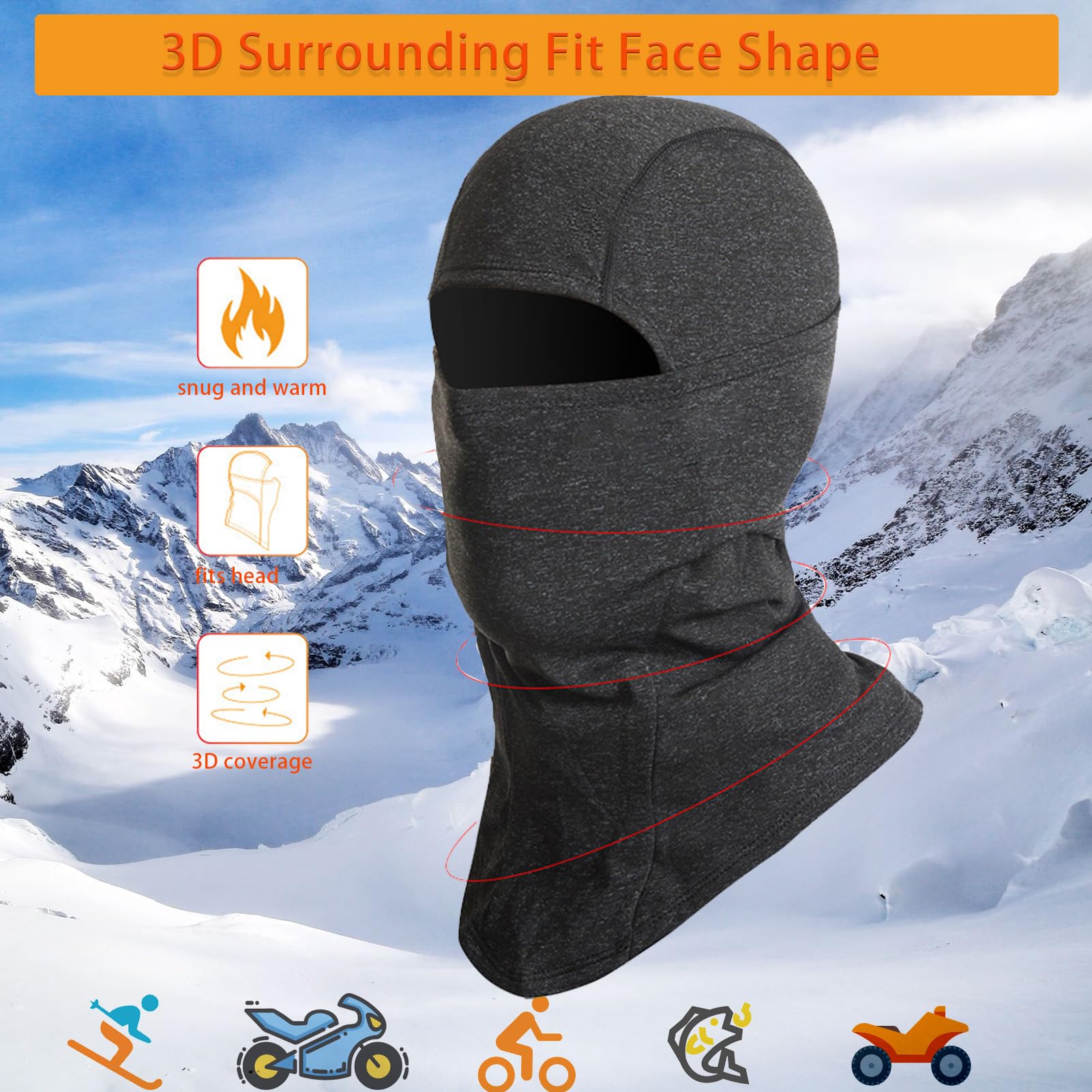 REMAROVE Cold Weather Balaclava Ski Mask - Winter Fleece Thermal Face Cover for Men & Women - Windproof & Breathable for Motorcycle, Cycling, Snowboarding, Skiing, Hiking & Outdoor Activities