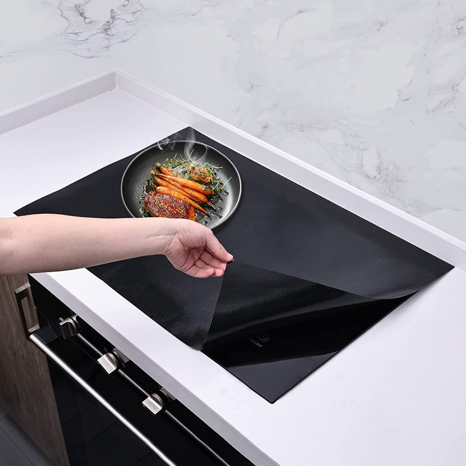 Premium Magnetic Induction Cooktop Protector Mat - Food Grade Silicone Stove Burner Cover, Anti-Scratch & Shockproof Glass Top Stove Protector for Electric Cooktops - Ideal for Kitchen Safety & Countertop Protection
