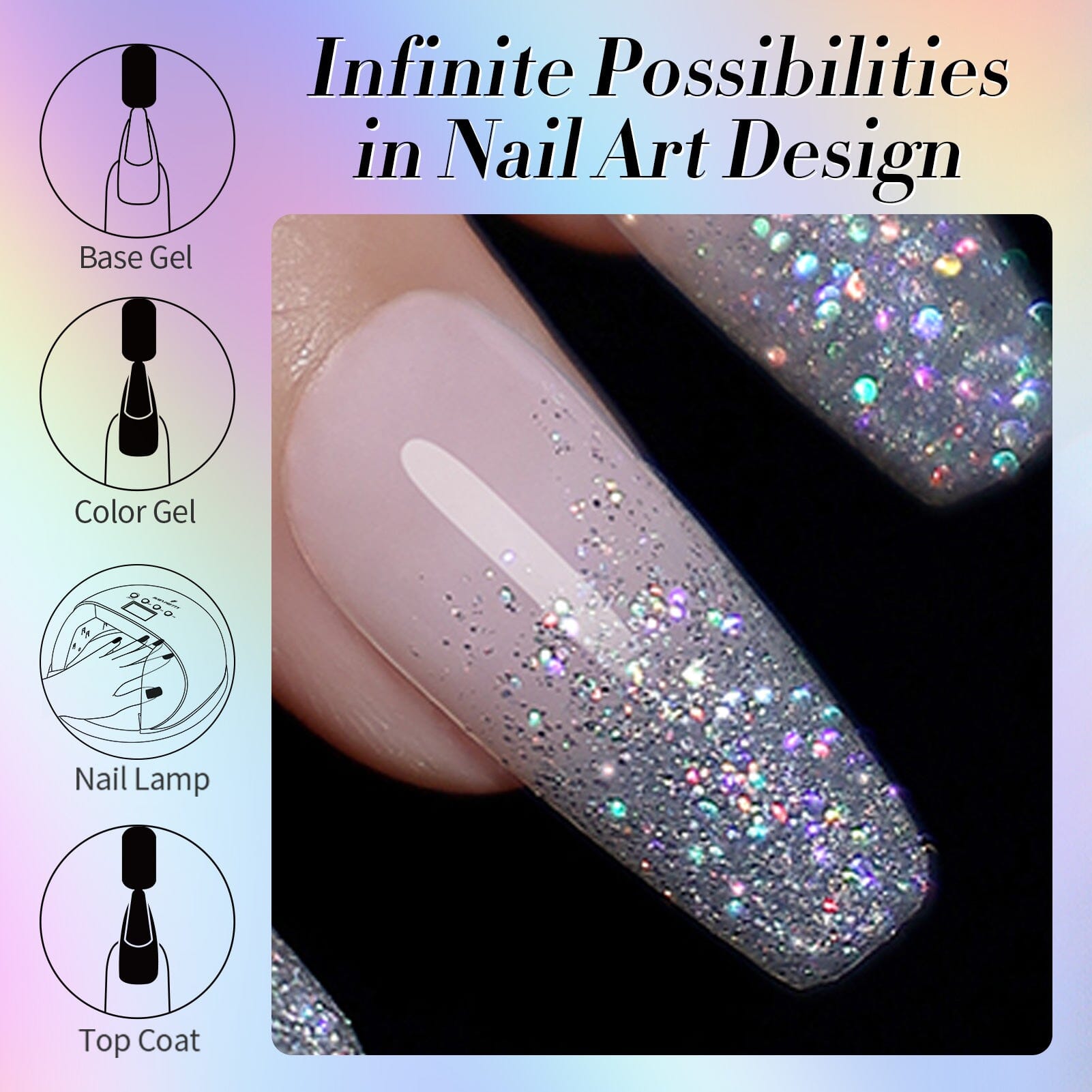 Multicolor Shiny Glitter Gel Polish LS01 - Super Laser 15ml Nail Art Kit for Home & Salon Manicures