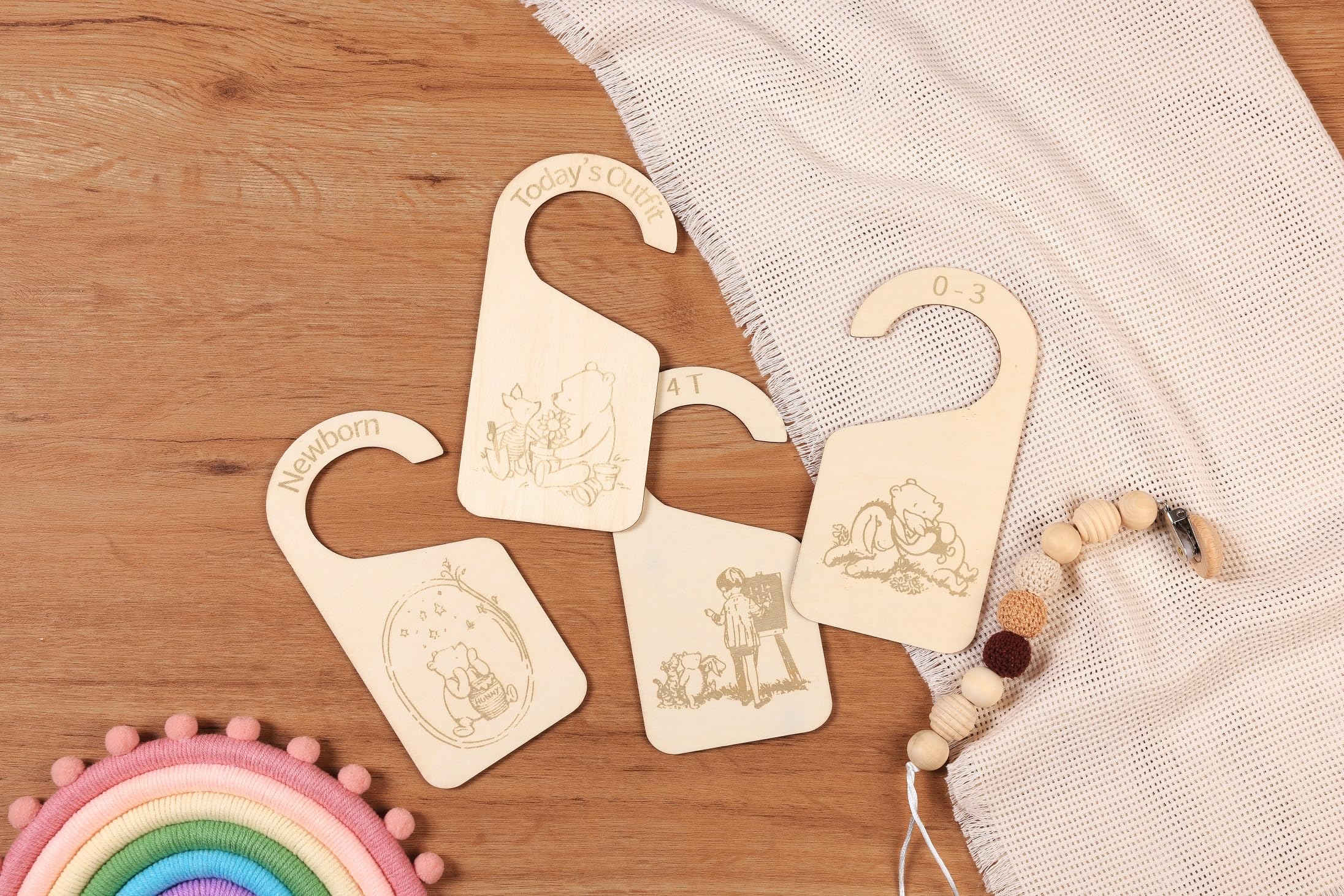 11-Piece Bear Wooden Baby Closet Dividers | Double-Sided Newborn to 4T Closet Organizers | Nursery Decor & Hanger Size Organizer for Baby Clothes | Perfect for Nursery Organization & Baby Shower Gifts